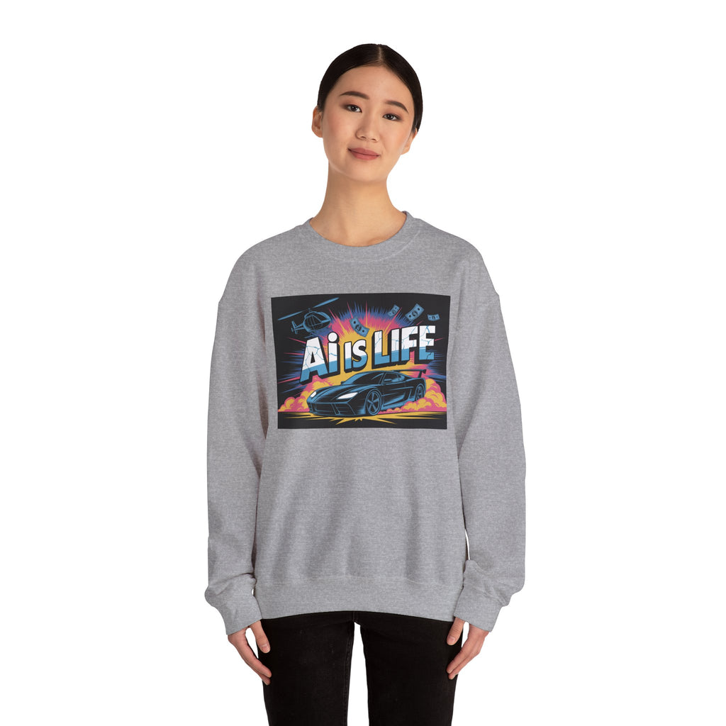 AI Is Life  "Action Mode”  Unisex Heavy Blend™ Crewneck Sweatshirt