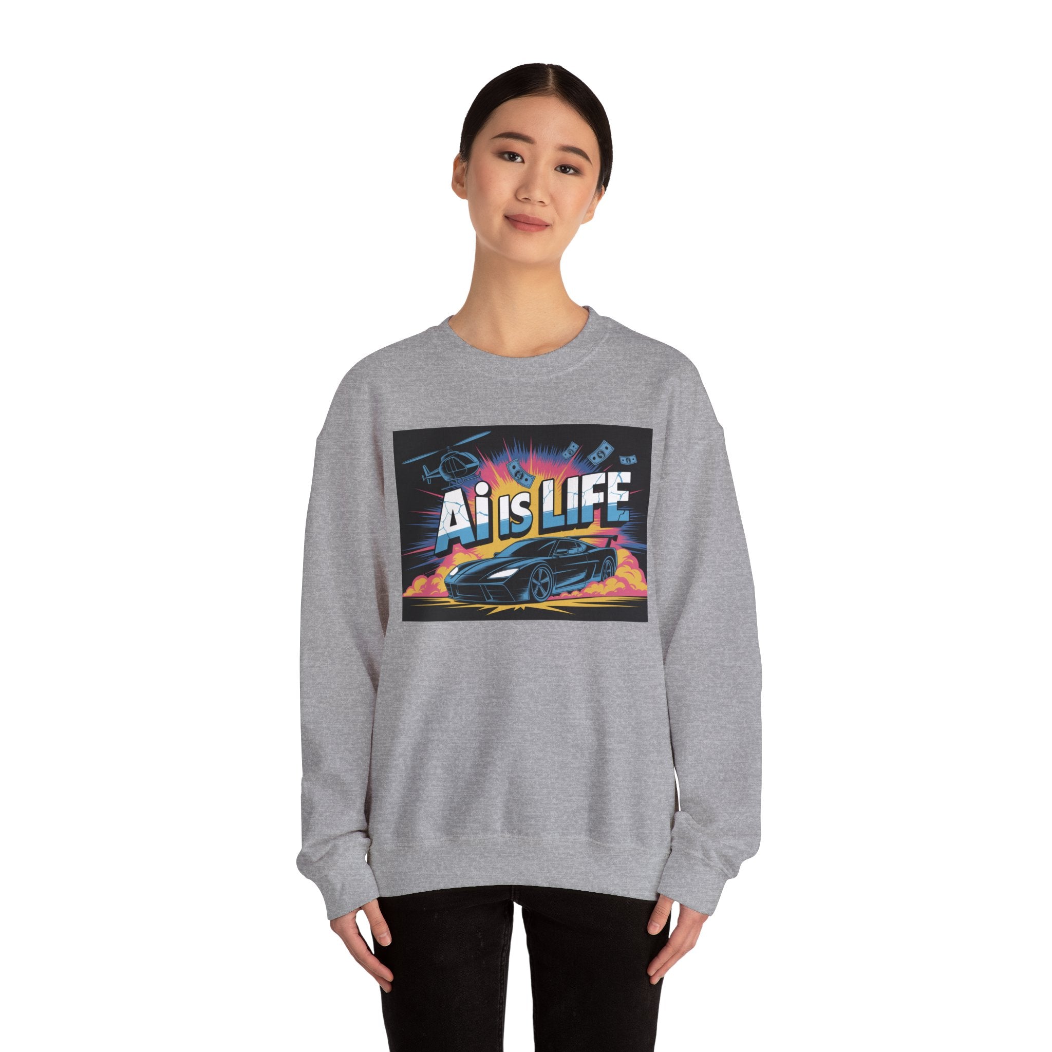 AI Is Life  "Action Mode”  Unisex Heavy Blend™ Crewneck Sweatshirt
