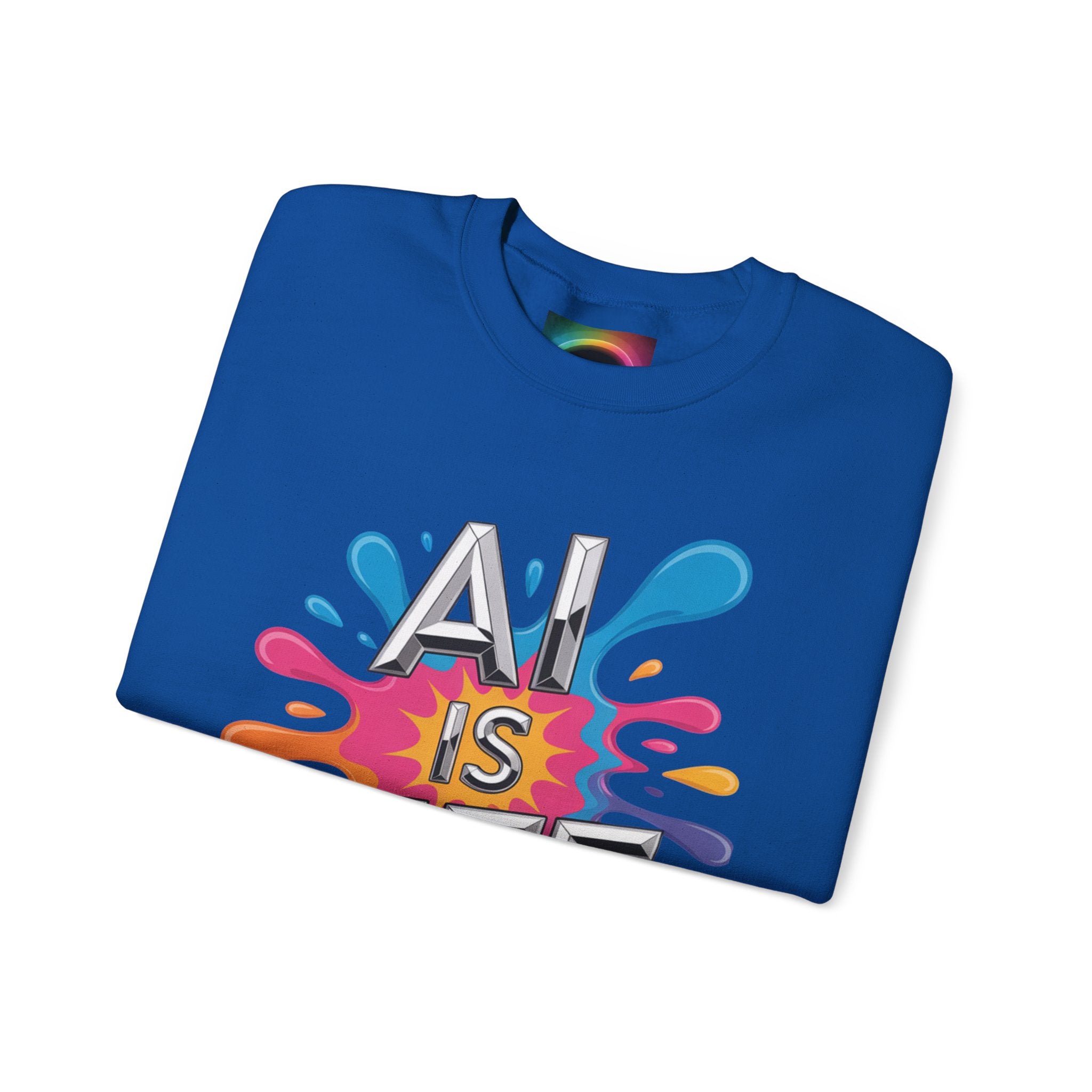 AI is Life "CHROME SPLATTER" Unisex Color Splash Graphic Crewneck Sweatshirt