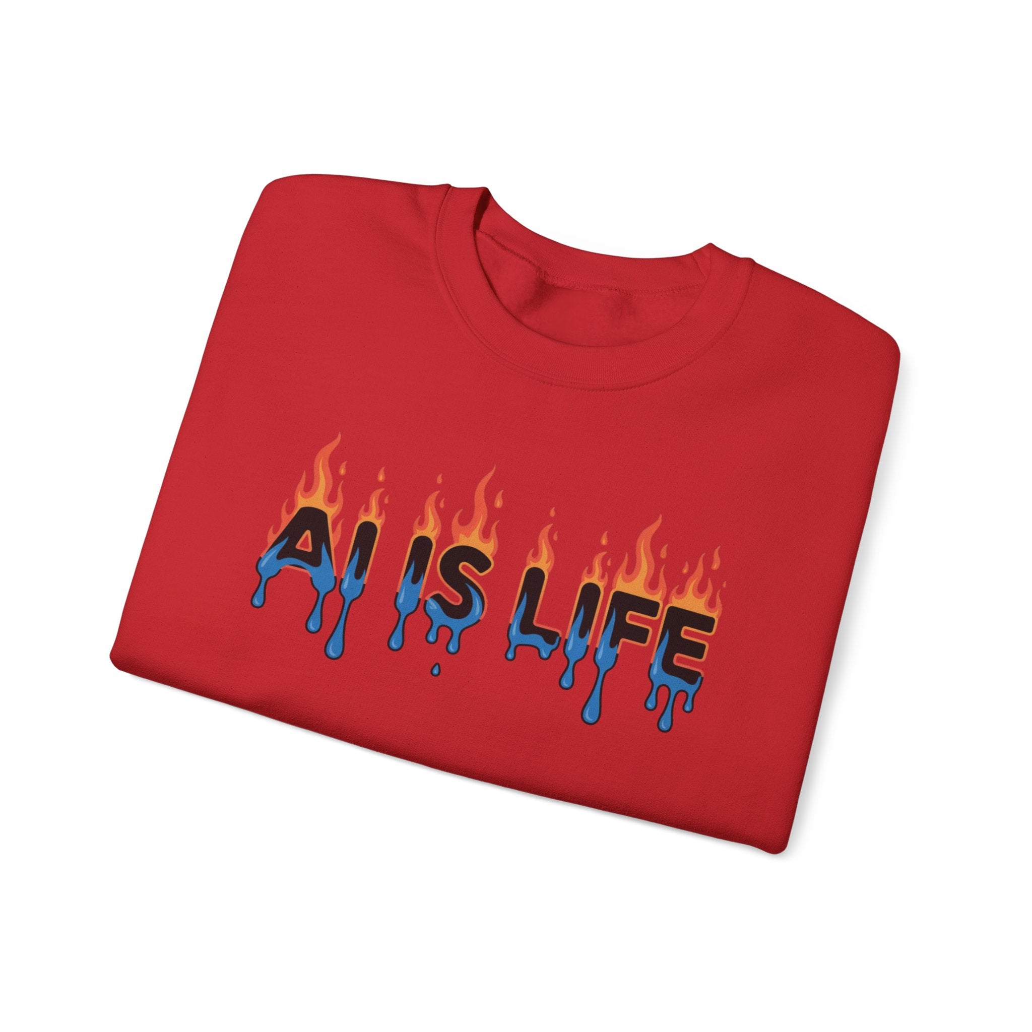 AI IS LIFE – “AI MELTDOWN” Unisex Heavy Blend™ Crewneck Sweatshirt