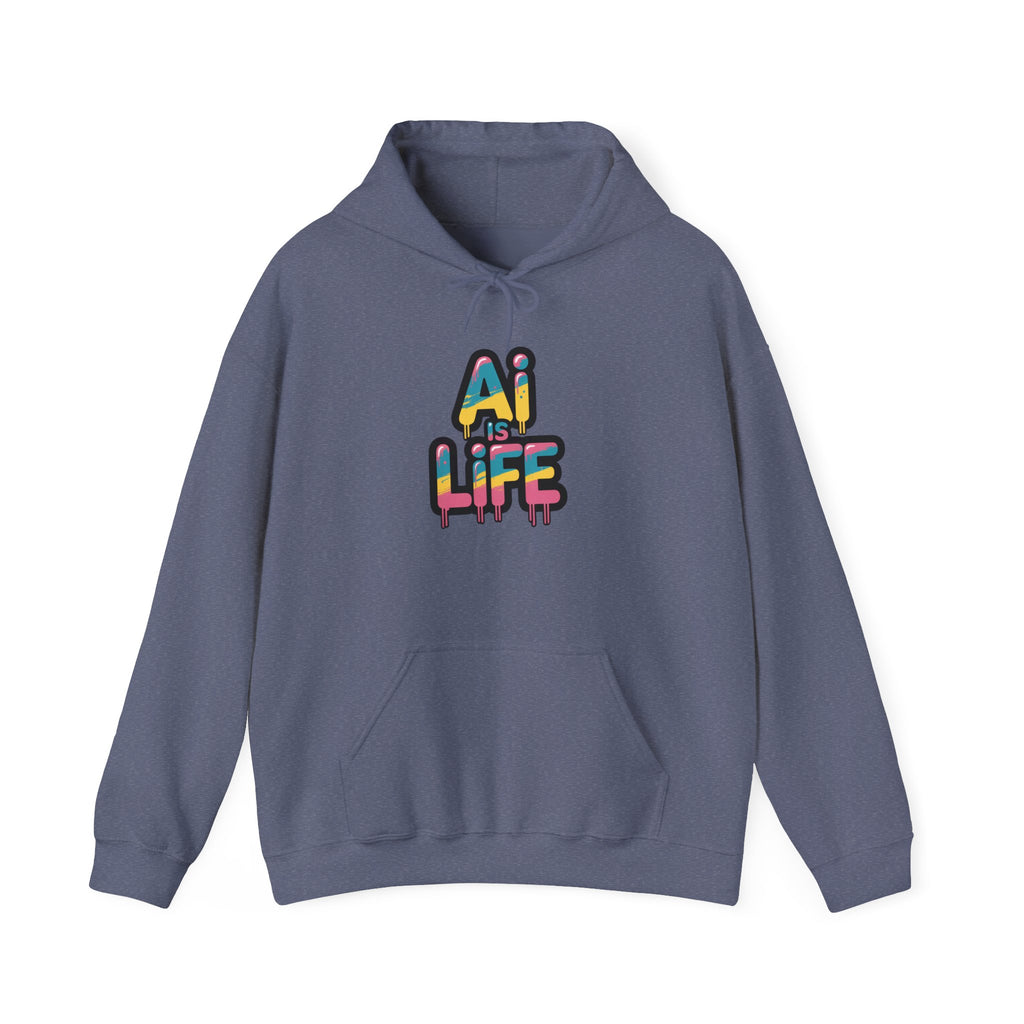 AI IS LIFE " Neon Circuit "  Unisex Heavy Blend™ Hooded Sweatshirt