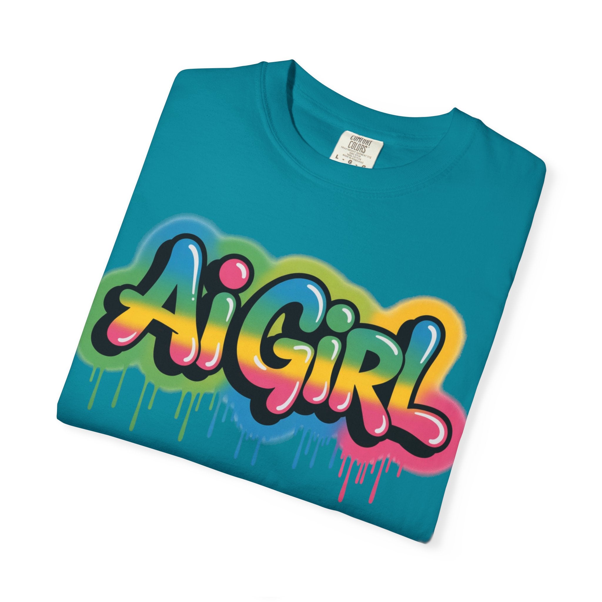Ai Girl  "Graffiti Glow " Unisex Heavy Blend Garment-Dyed T-shirt