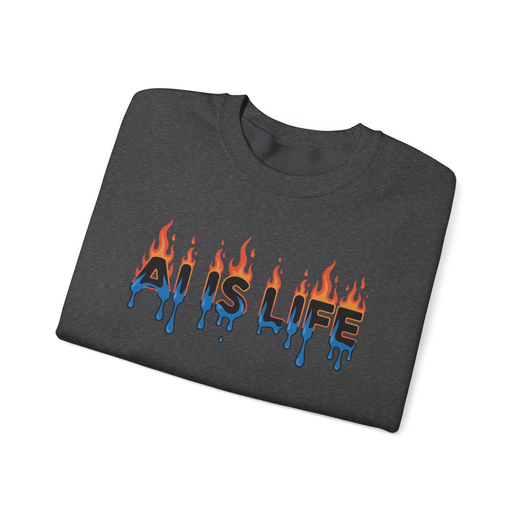 AI IS LIFE – “AI MELTDOWN” Unisex Heavy Blend™ Crewneck Sweatshirt
