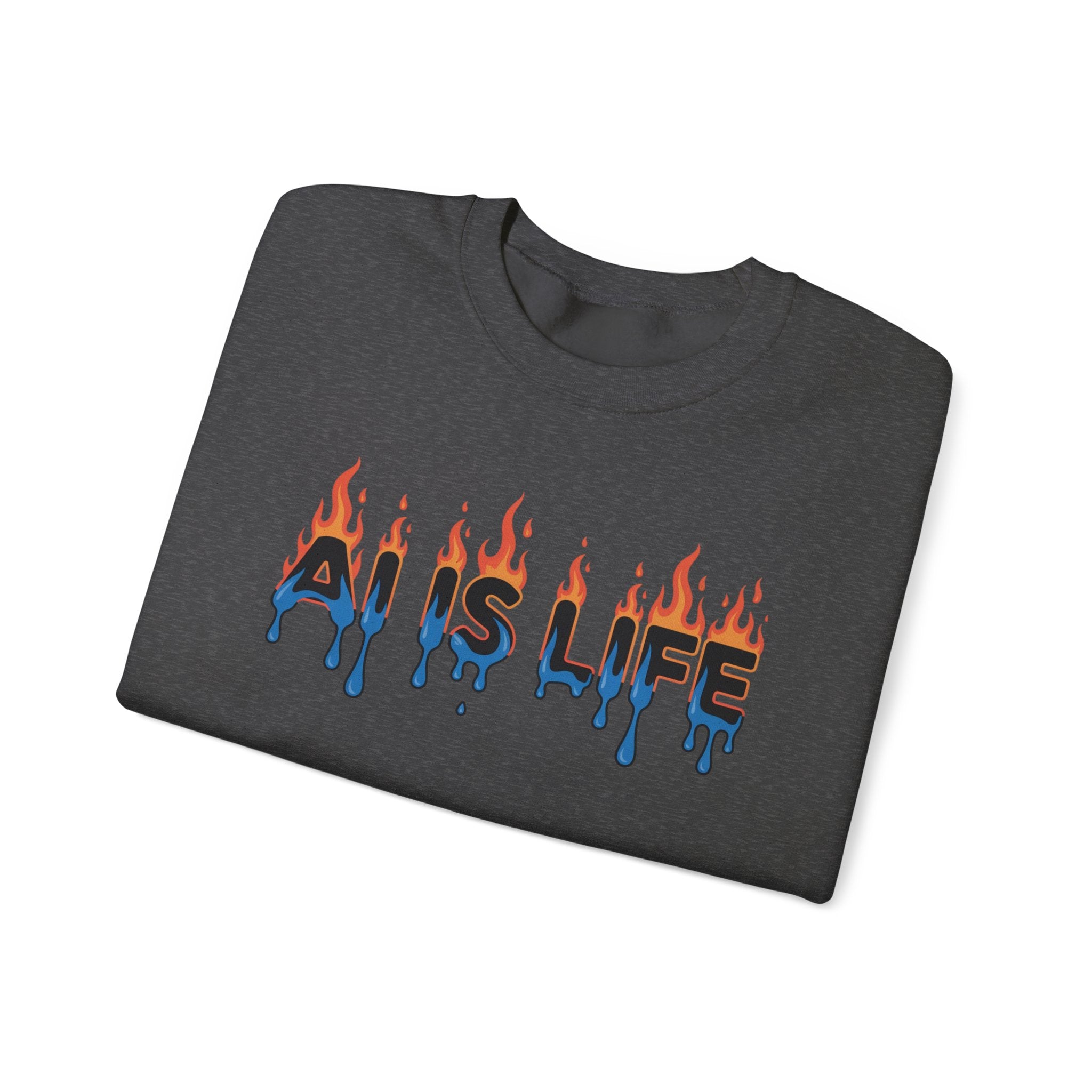 AI IS LIFE – “AI MELTDOWN” Unisex Heavy Blend™ Crewneck Sweatshirt