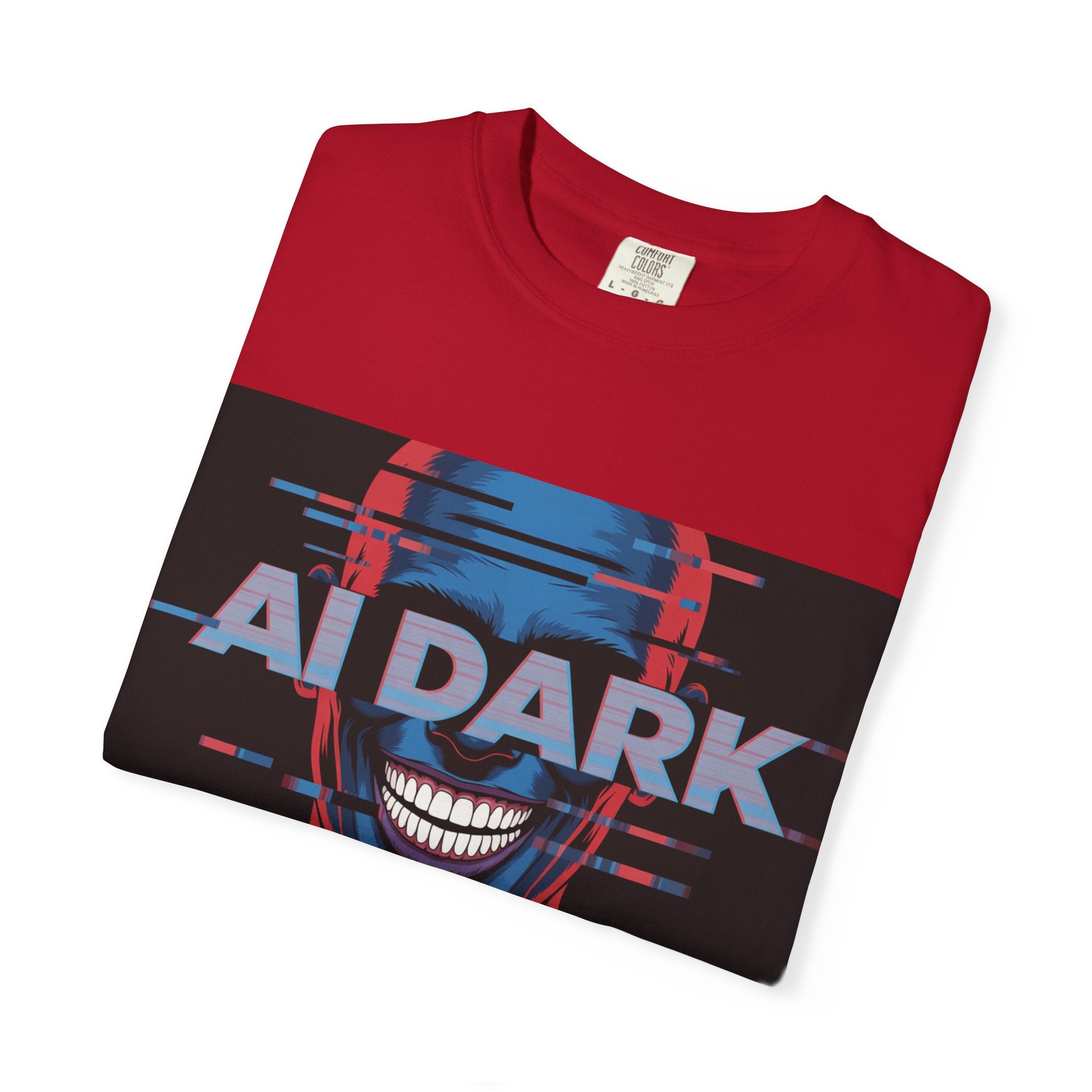 AI DARK " Deepcore Distortion — Cyberpunk Smiling Skull Tee