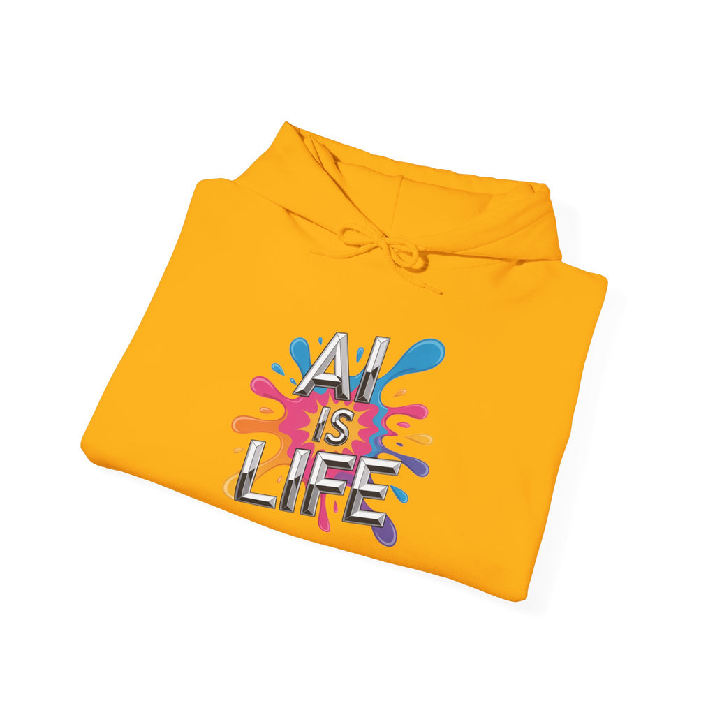 AI is Life "CHROME SPLATTER" Unisex Graphic Pullover Hoodie