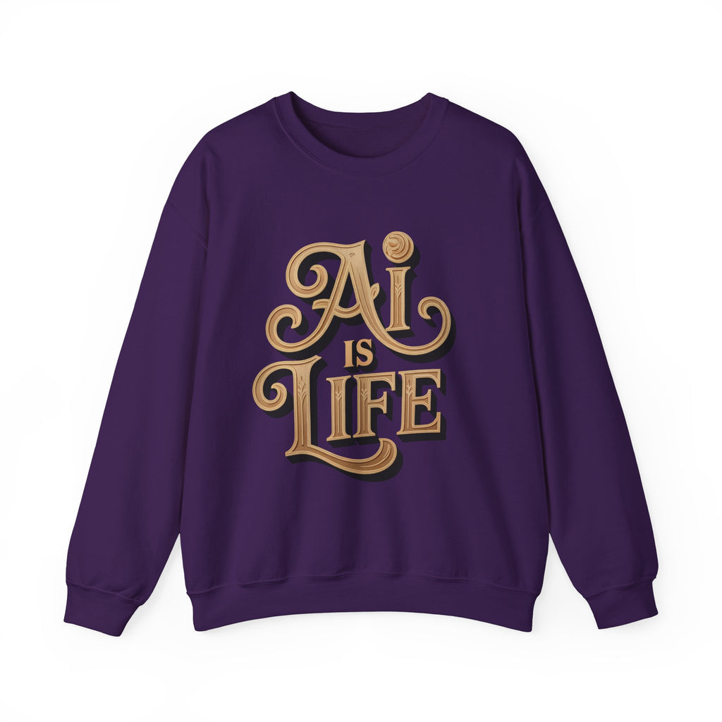 AI IS LIFE  "Golden Neuralwave"  Unisex Heavy Blend™ Crewneck Sweatshirt
