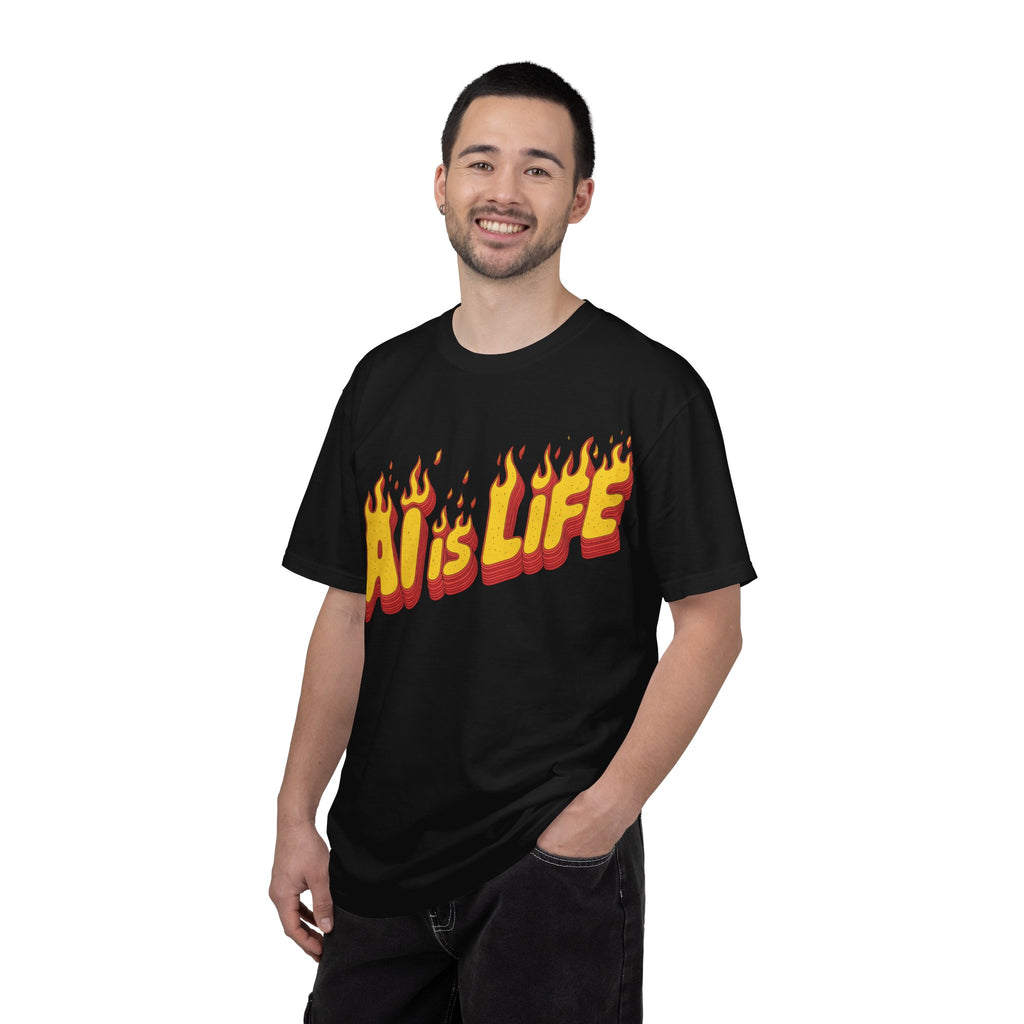 AI is LIFE “FLAME CODE” Unisex Garment-Dyed T-Shirt, Casual Wear,