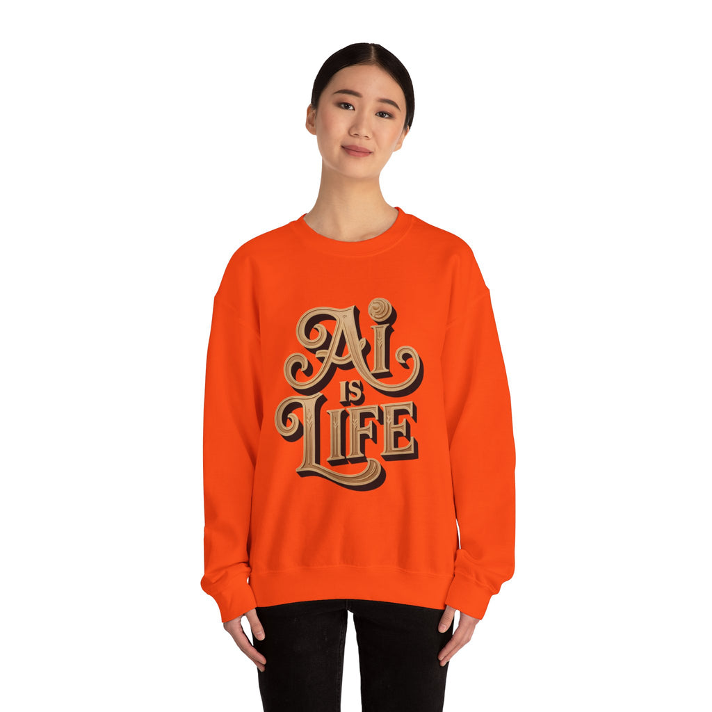 AI IS LIFE  "Golden Neuralwave"  Unisex Heavy Blend™ Crewneck Sweatshirt