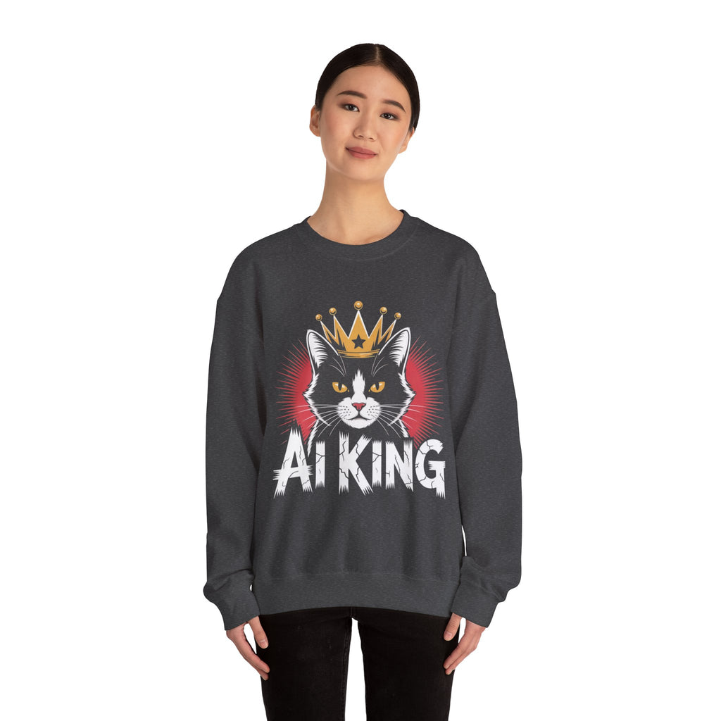 AI King  "Glitch Monarch" Unisex Heavy Blend™ Crewneck Sweatshirt