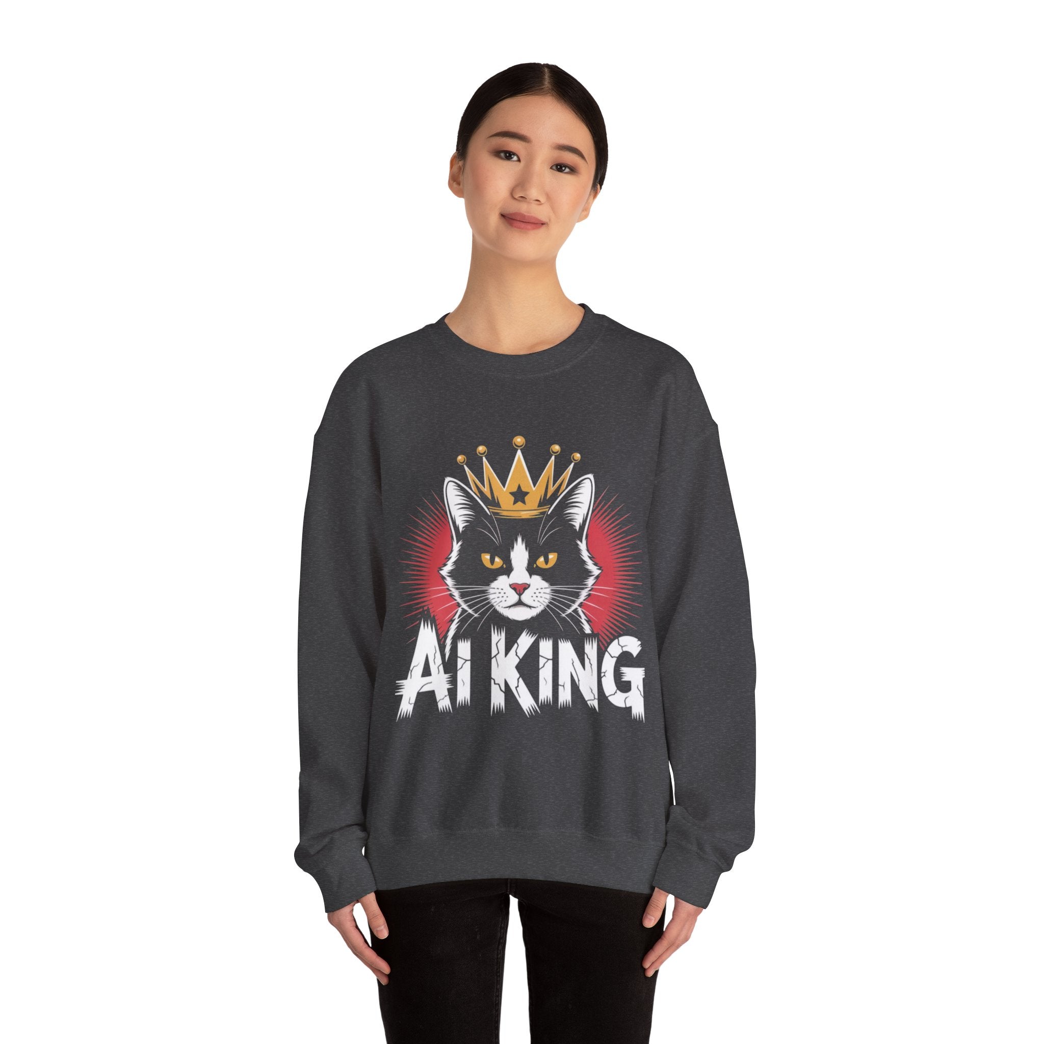AI King  "Glitch Monarch" Unisex Heavy Blend™ Crewneck Sweatshirt