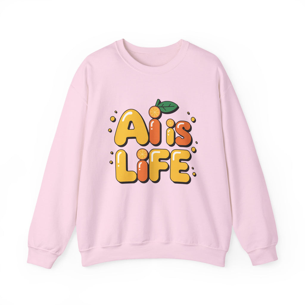 AI is LIFE  "Orange Overclock" Unisex Heavy Blend™ Crewneck Sweatshirt