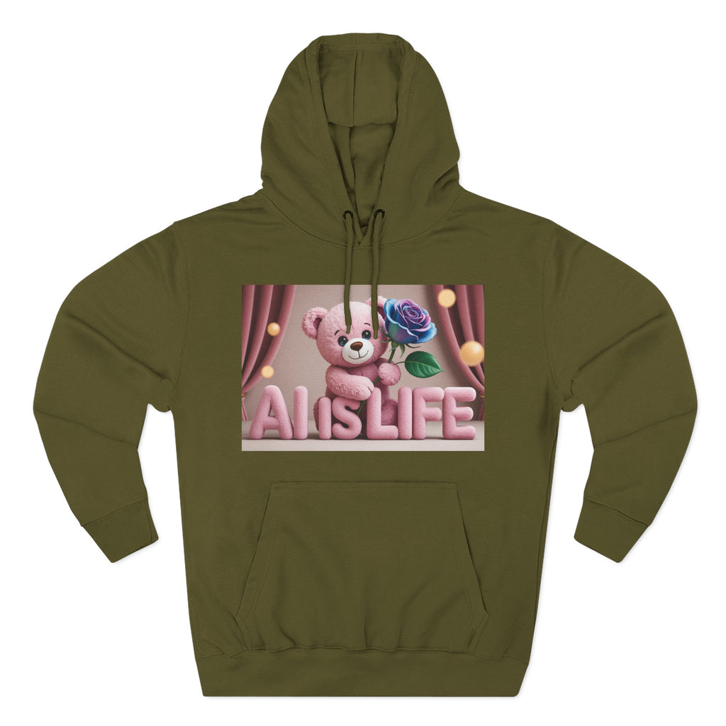 AI IS LIFE  "CUTE CIRCUIT" Three-Panel Fleece Hoodie