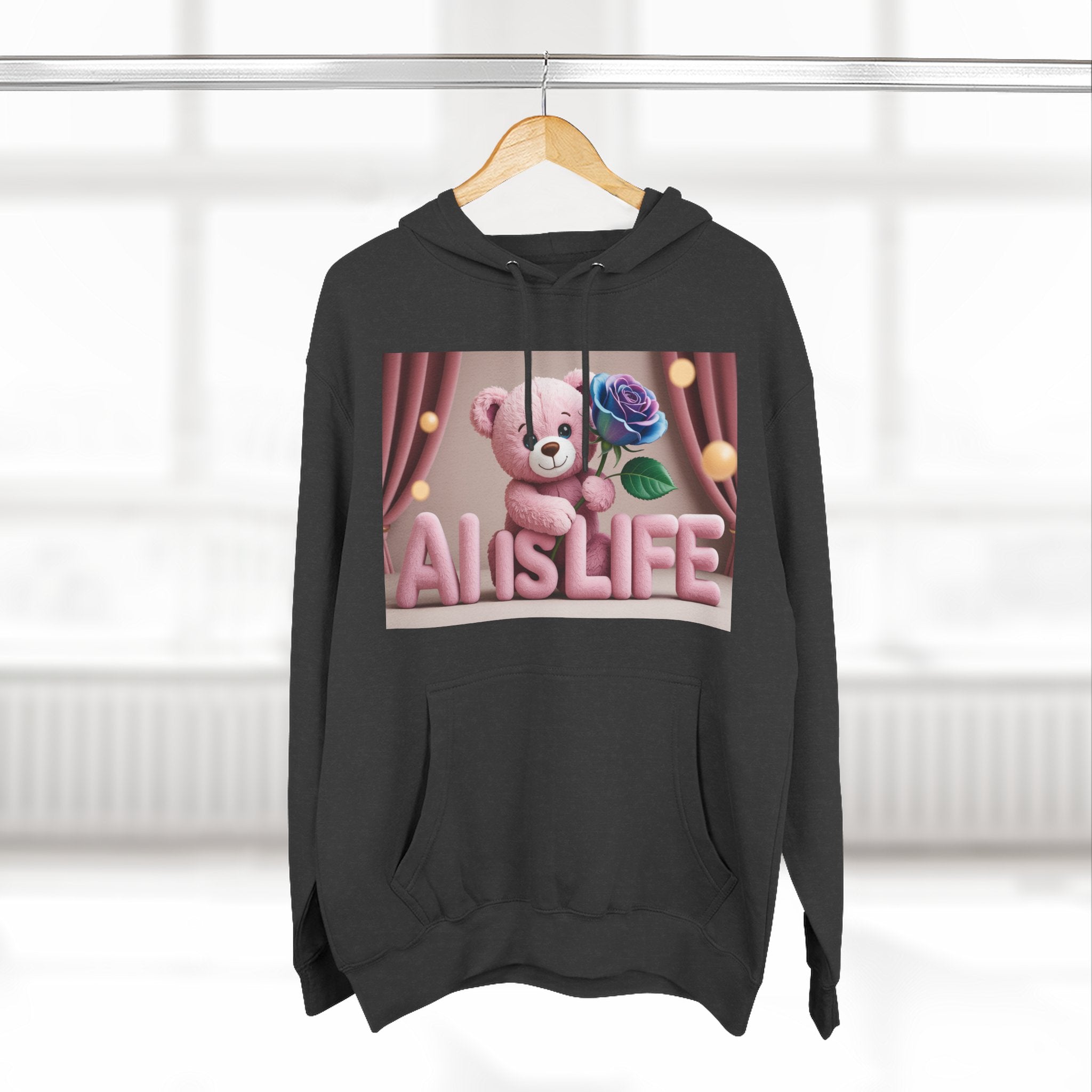 AI IS LIFE  "CUTE CIRCUIT" Three-Panel Fleece Hoodie