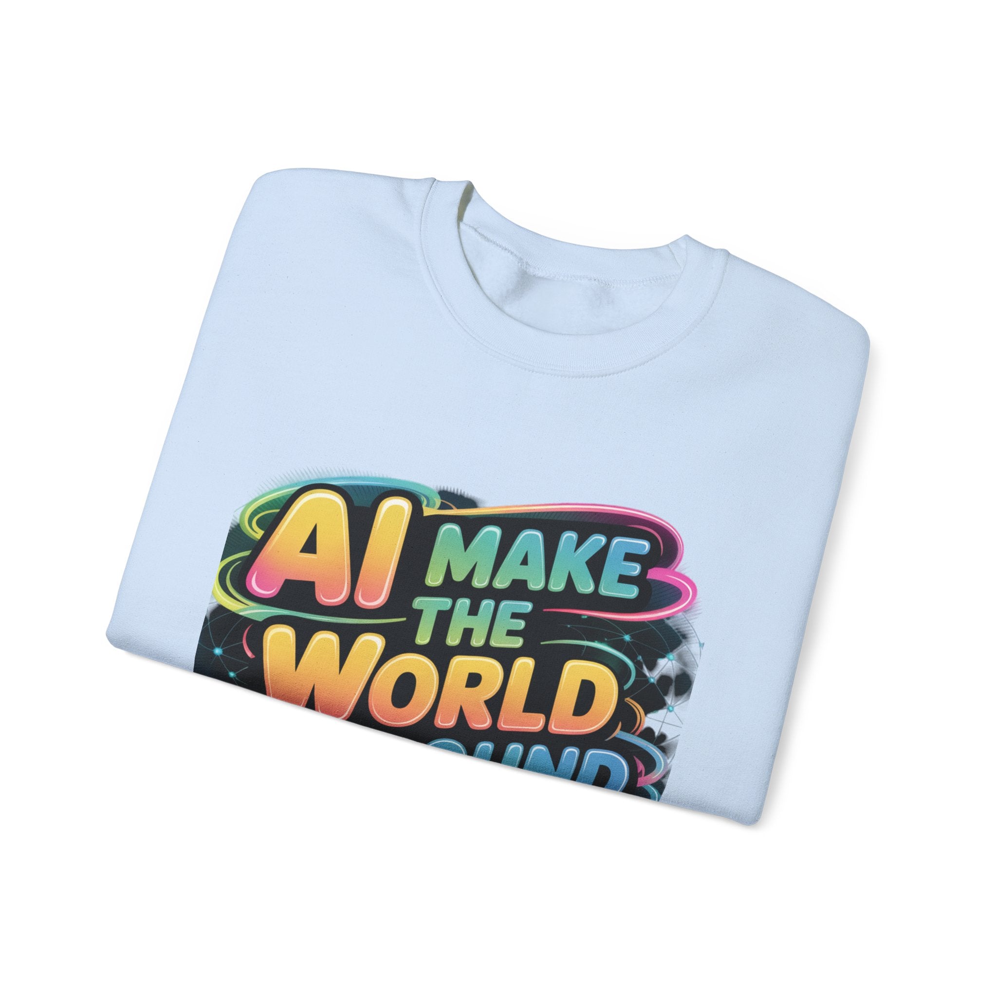 AI MAKE THE WORLD GO ROUND  "Techno Orbit"  Heavy Blend™ Crewneck Sweatshirt