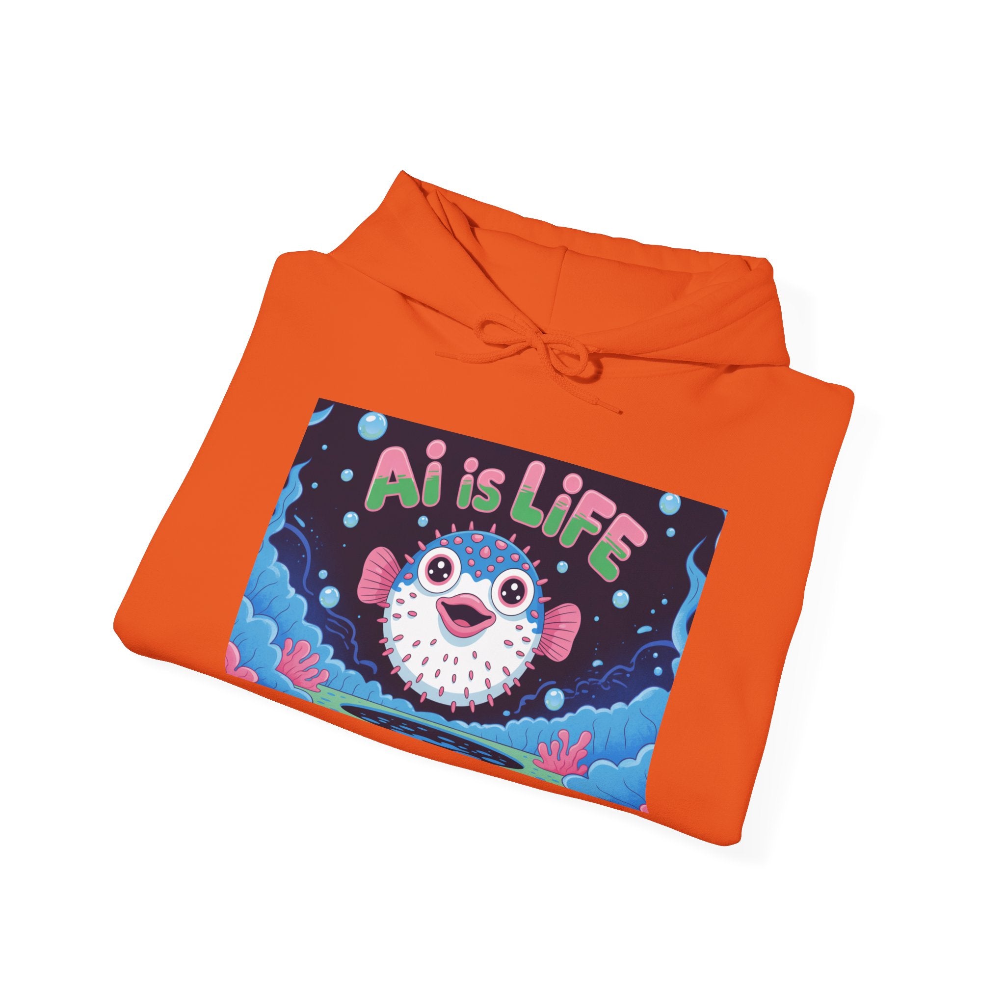 AI is LIFE “Happy Blowfish Energy” Unisex Heavy Blend™ Hooded Sweatshirt