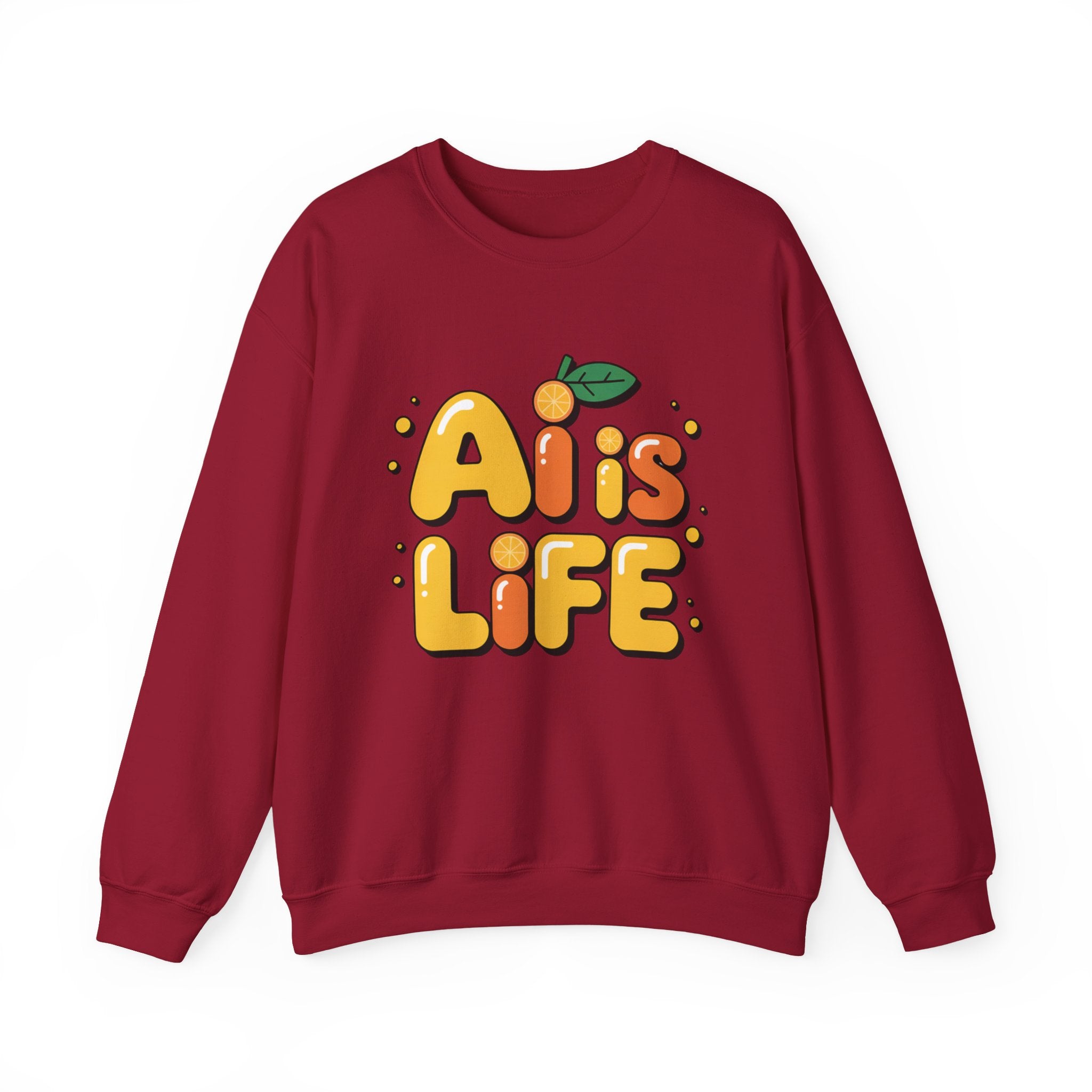 AI is LIFE  "Orange Overclock" Unisex Heavy Blend™ Crewneck Sweatshirt