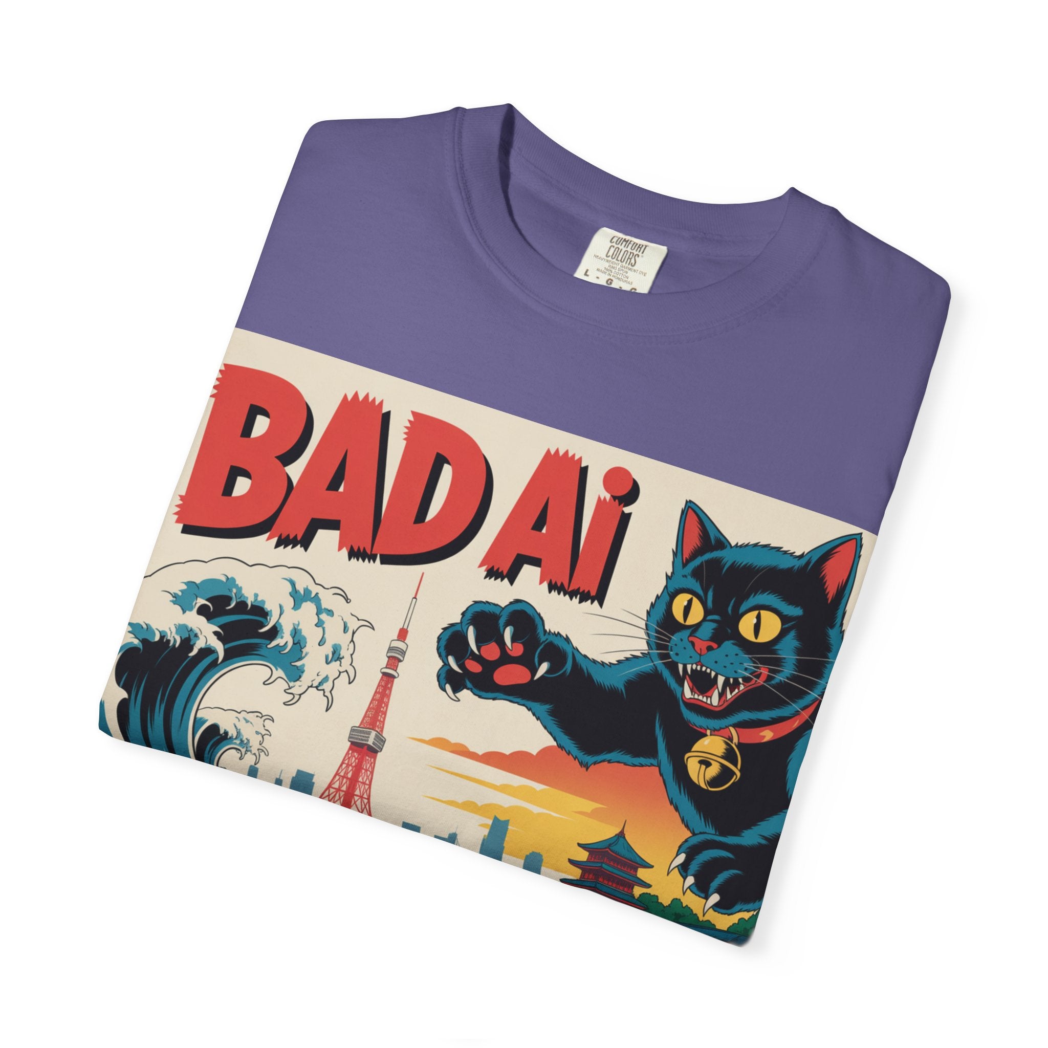 BAD AI  " Kaiju Kitty "  Unisex Garment-Dyed T-shirt