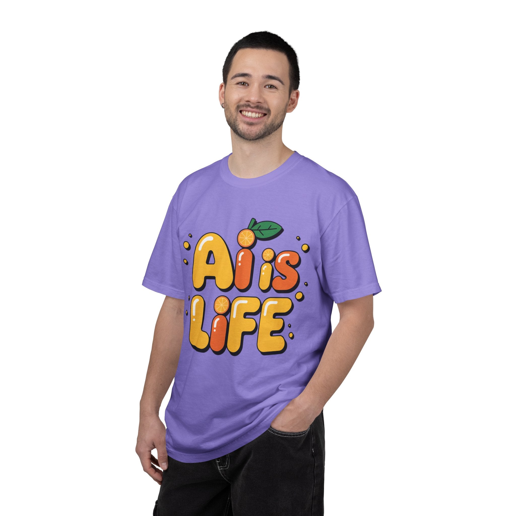 2. AI is LIFE  "Orange Overclock" Unisex Garment-Dyed T-shirt