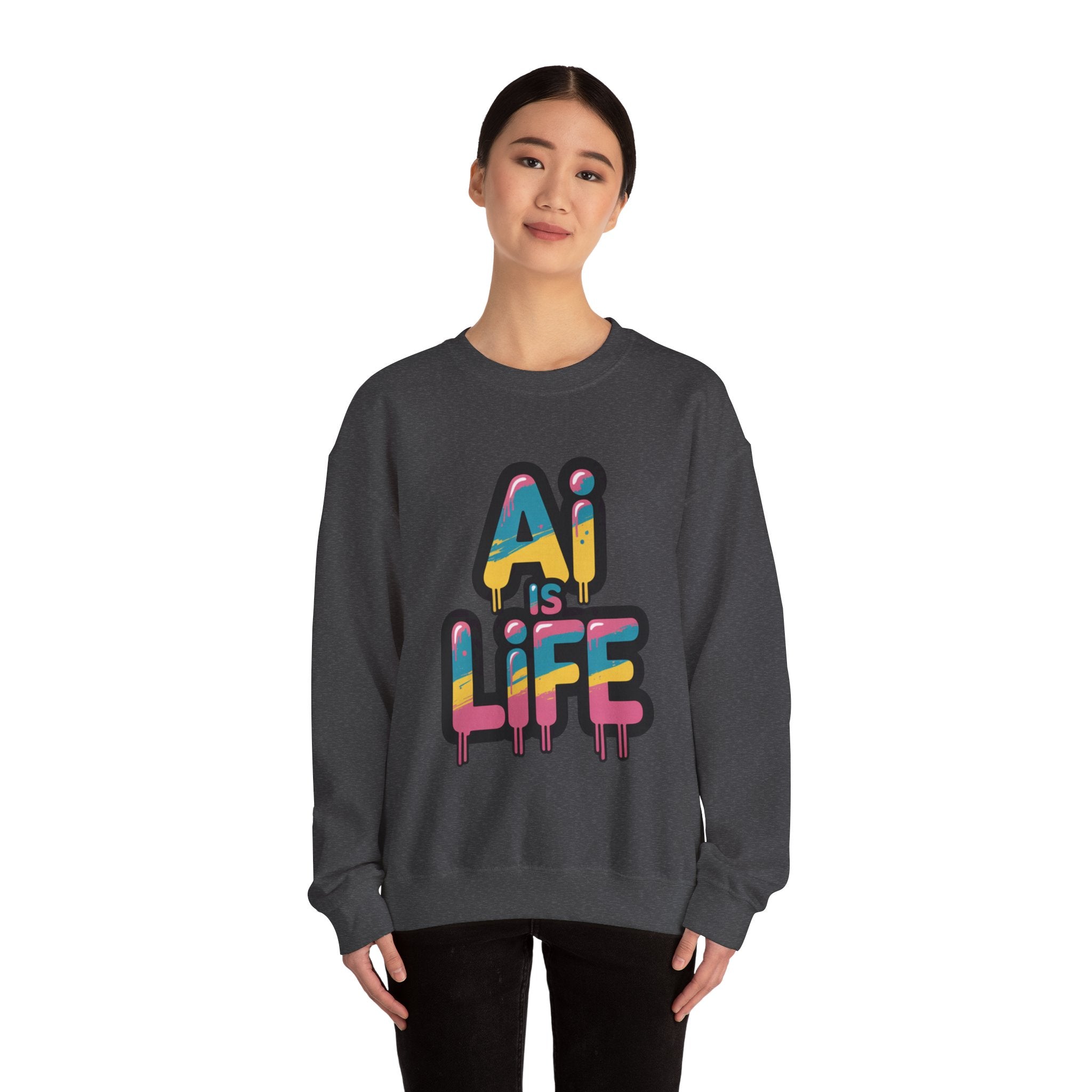 AI IS LIFE " Neon Circuit " Unisex Heavy Blend™ Crewneck Sweatshirt