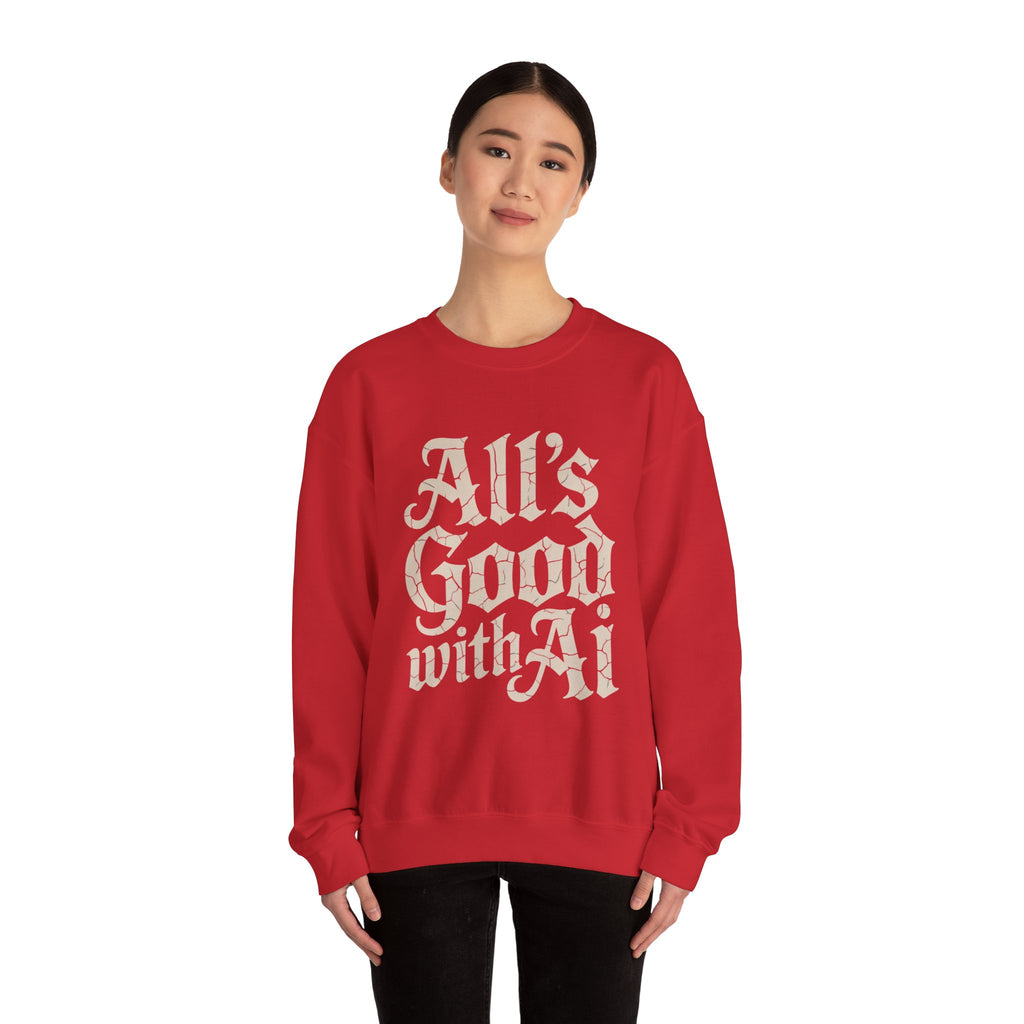 ALL’S GOOD WITH AI “Cracked Code Classic” Unisex Heavy Blend Crewneck Sweatshirt