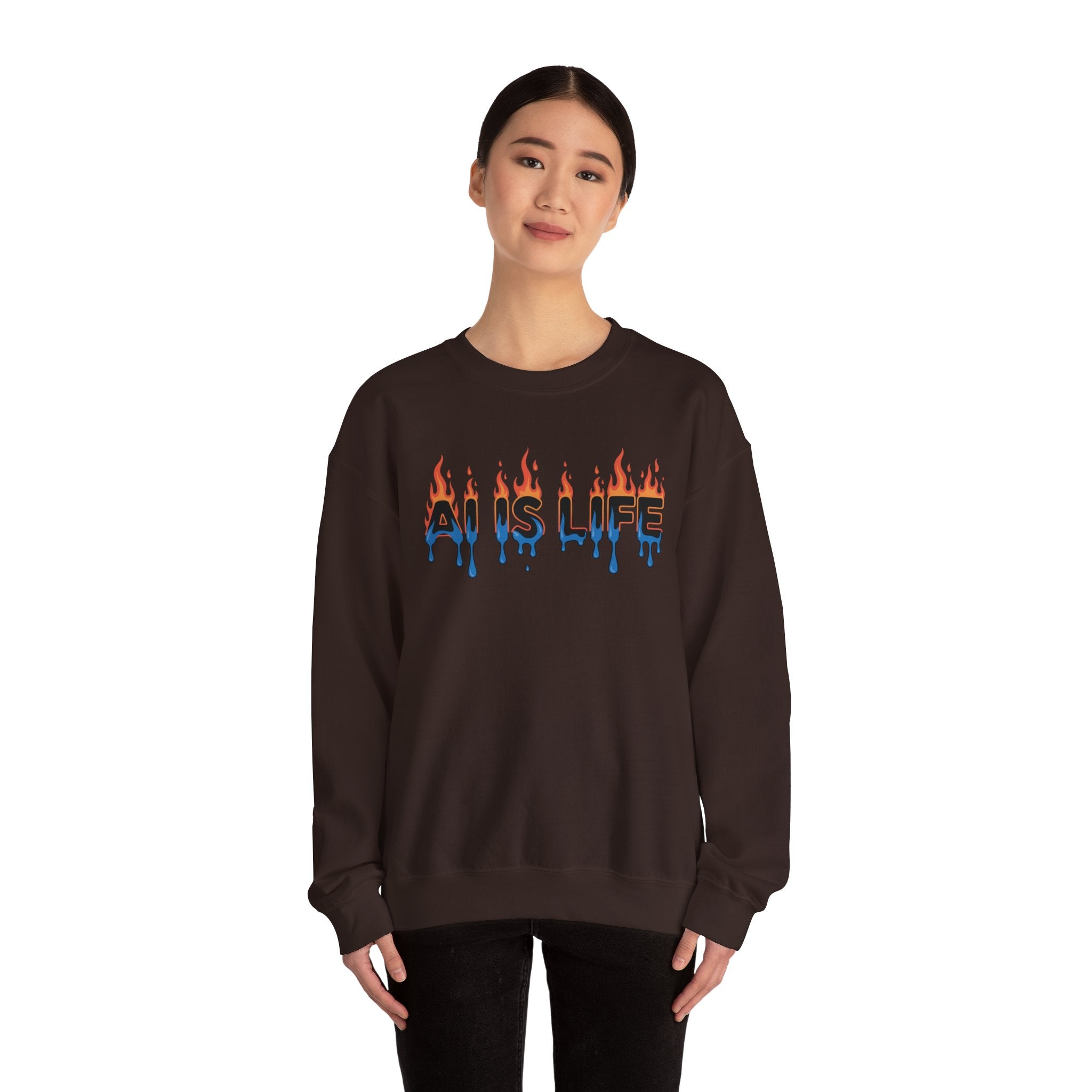 AI IS LIFE – “AI MELTDOWN” Unisex Heavy Blend™ Crewneck Sweatshirt