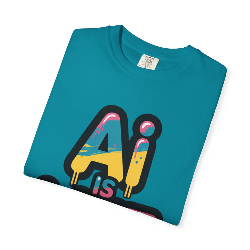 AI IS LIFE  " Neon Circuit " Unisex Garment-Dyed T-shirt