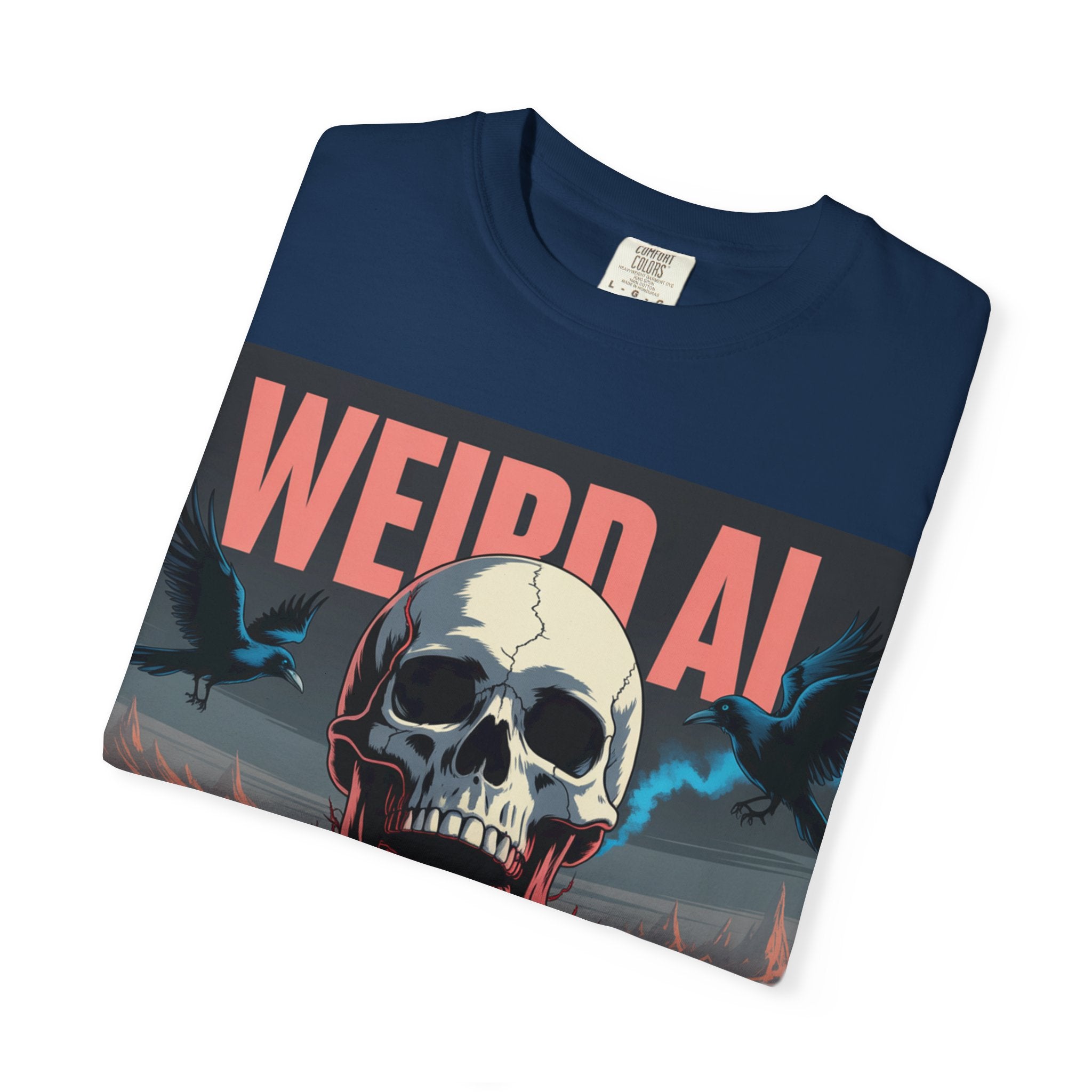 Weird AI  "Skeleton Volcano Edition”  Unisex Garment-Dyed T-shirt