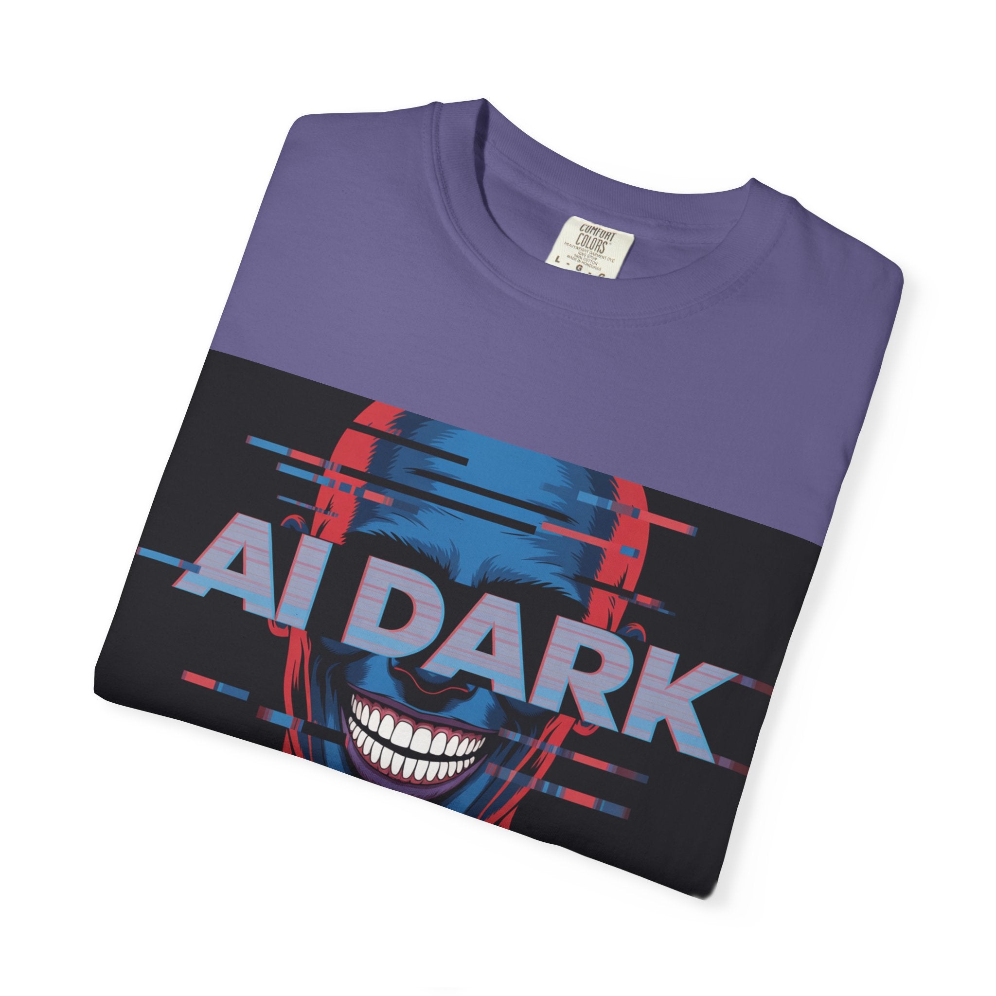 AI DARK " Deepcore Distortion — Cyberpunk Smiling Skull Tee