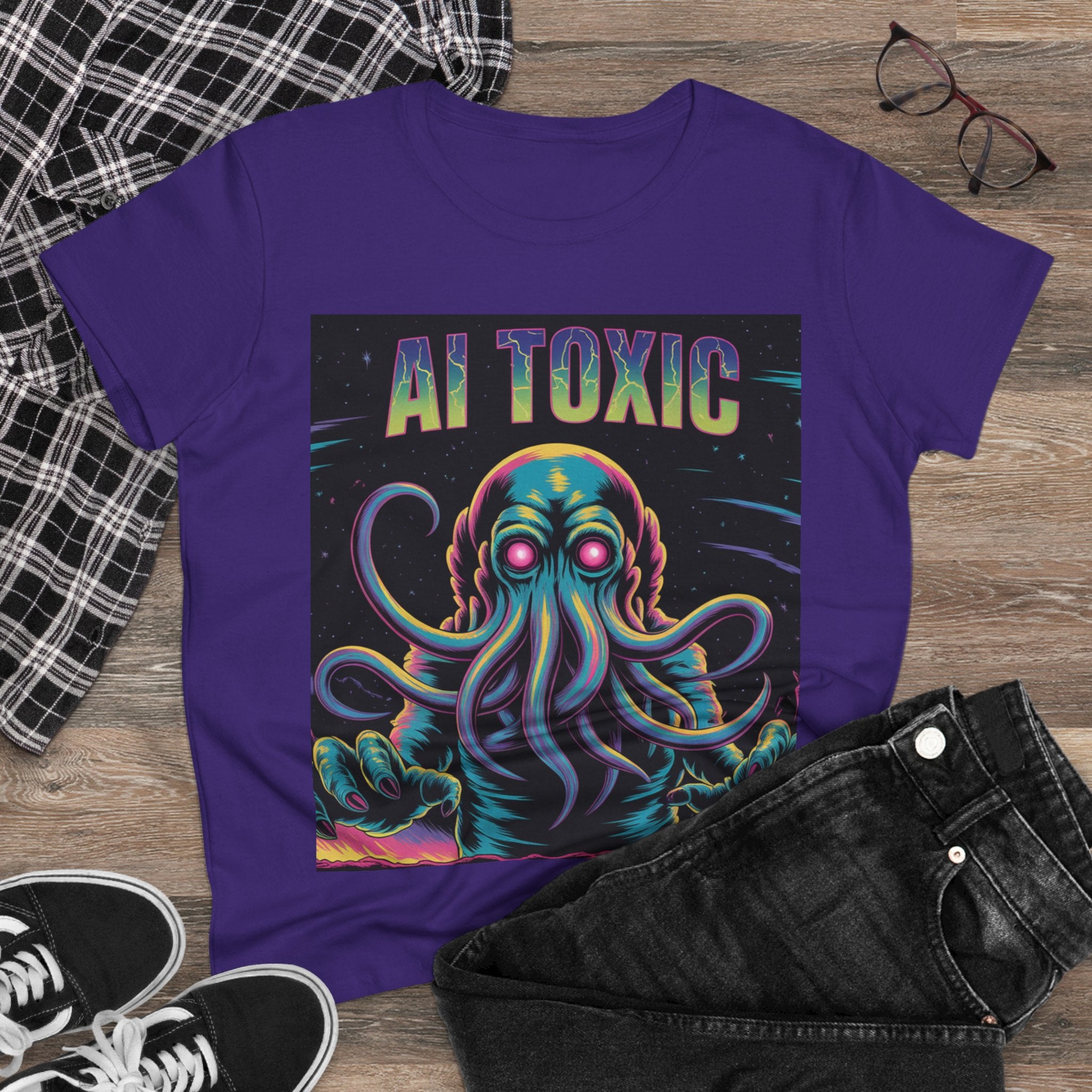 AI TOXIC  "Data Overlord" Women's Midweight Cotton Tee