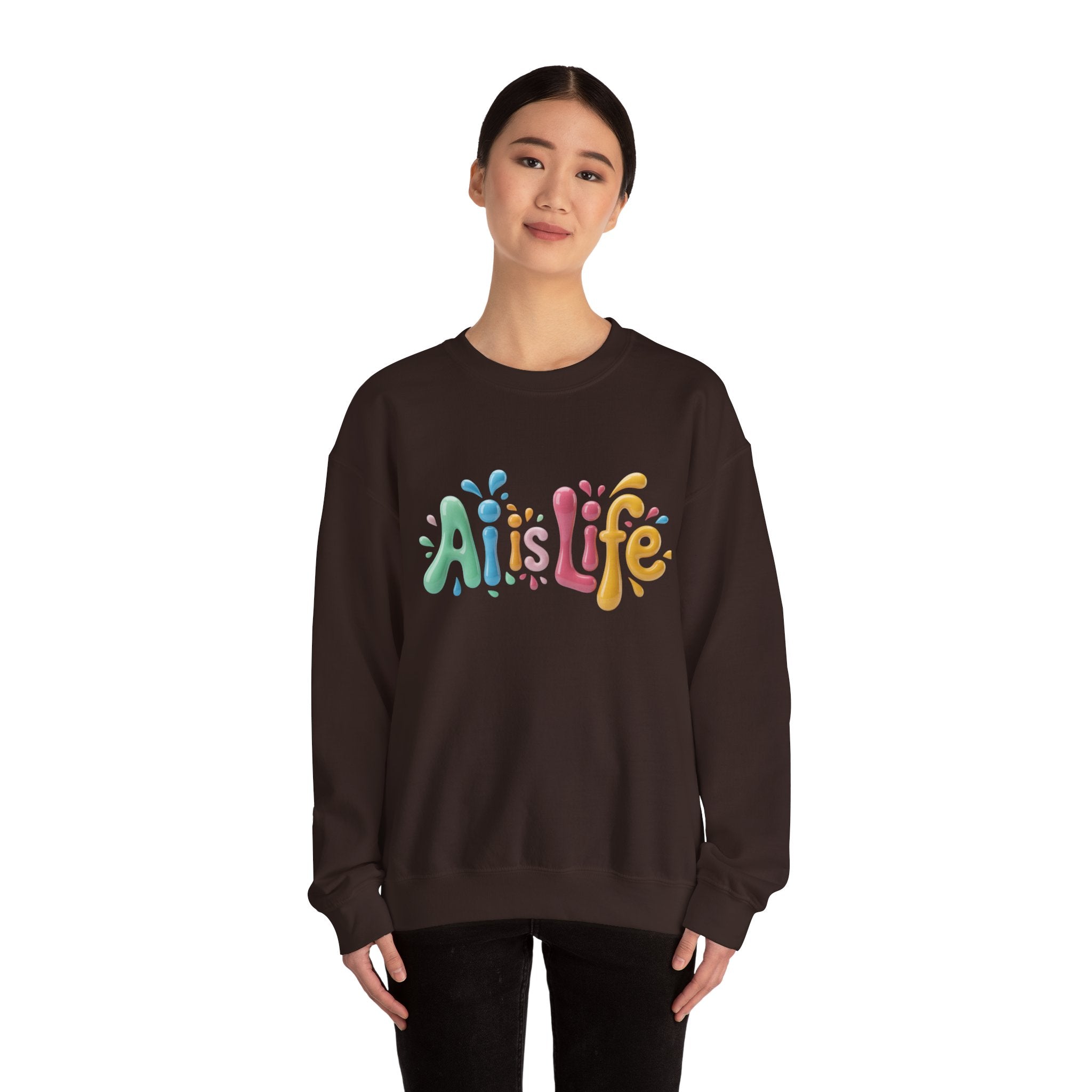 AI IS LIFE  “Colorful Circuit Pop”  Unisex Heavy Blend™ Crewneck Sweatshirt