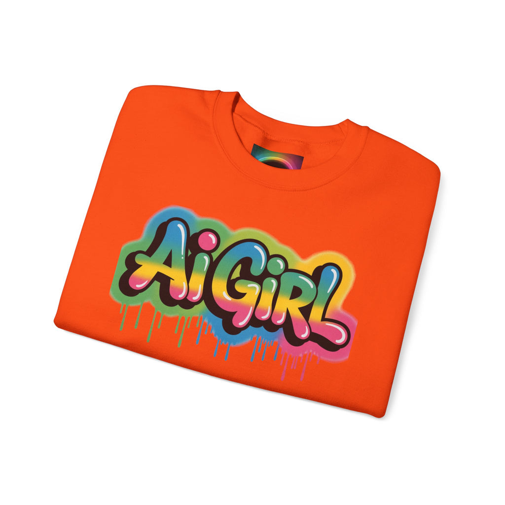 Ai Girl "Graffiti Glow" Unisex Heavy Blend Crewneck Sweatshirt