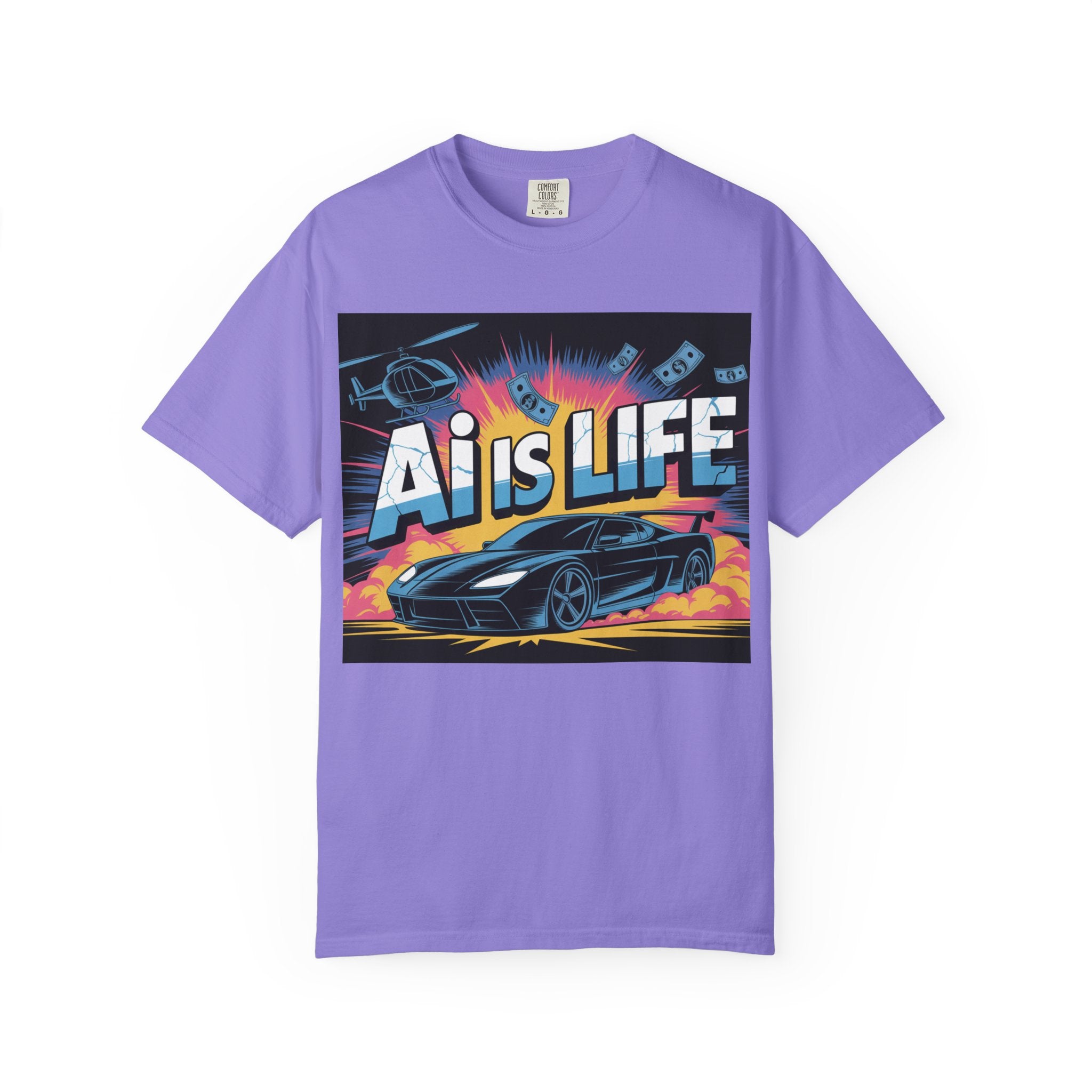 AI Is Life  "Action Mode"  Unisex Garment-Dyed T-shirt