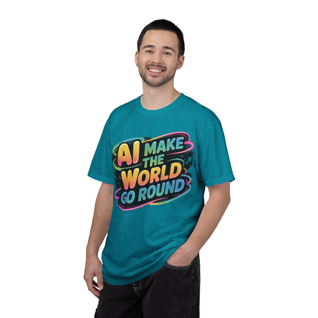 AI MAKE THE WORLD GO ROUND  "Techno Orbit" Unisex Garment-Dyed T-shirt