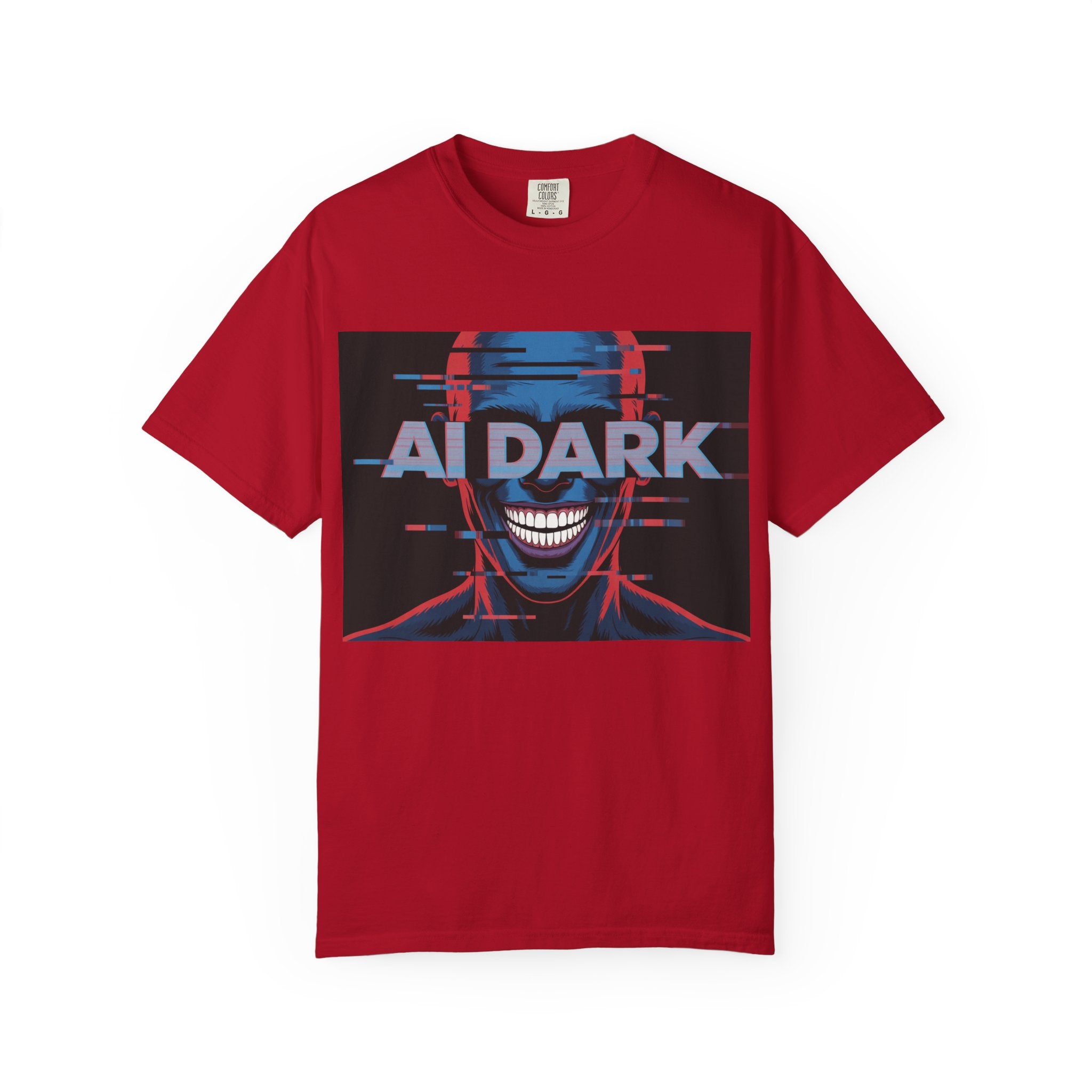 AI DARK " Deepcore Distortion — Cyberpunk Smiling Skull Tee