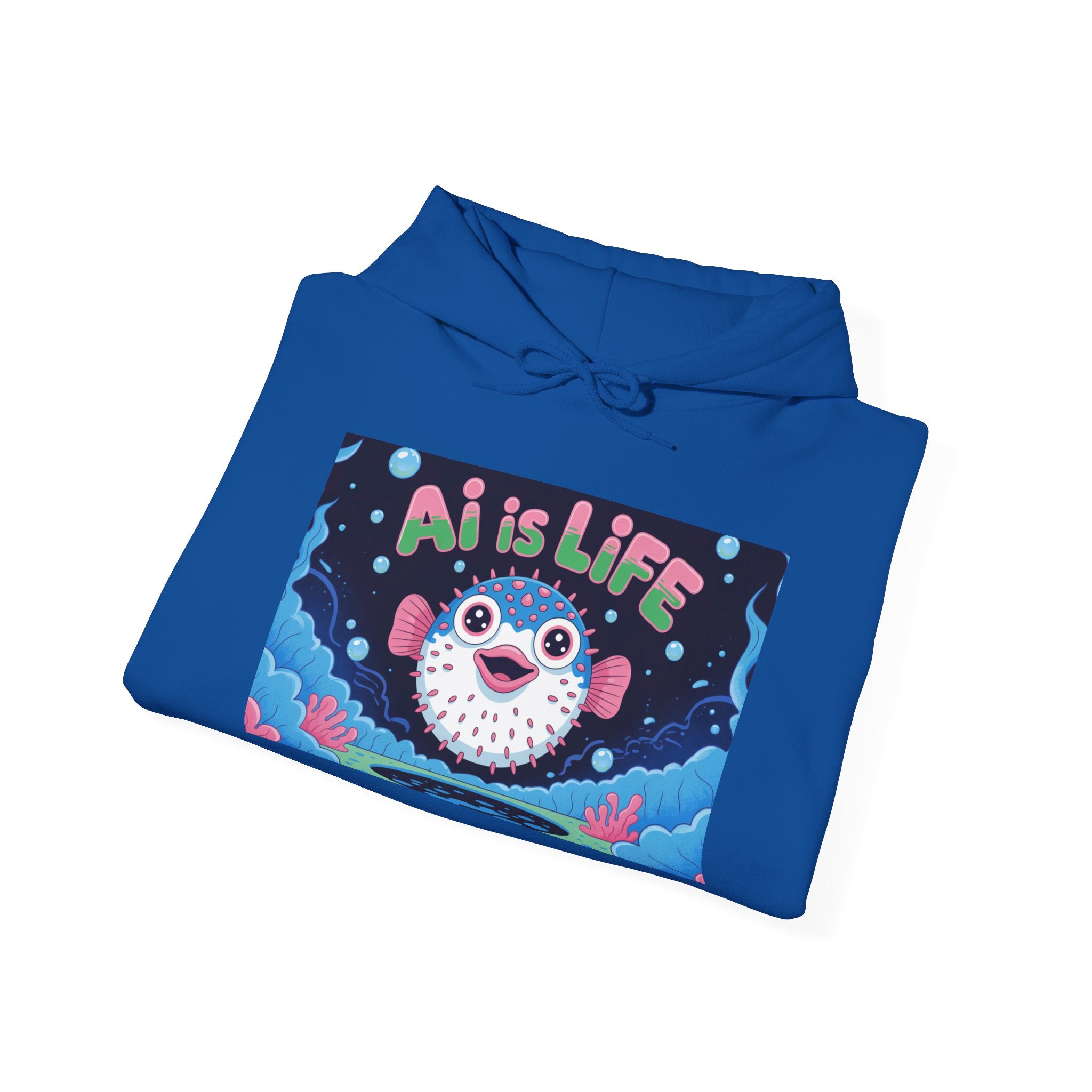 AI is LIFE “Happy Blowfish Energy” Unisex Heavy Blend™ Hooded Sweatshirt