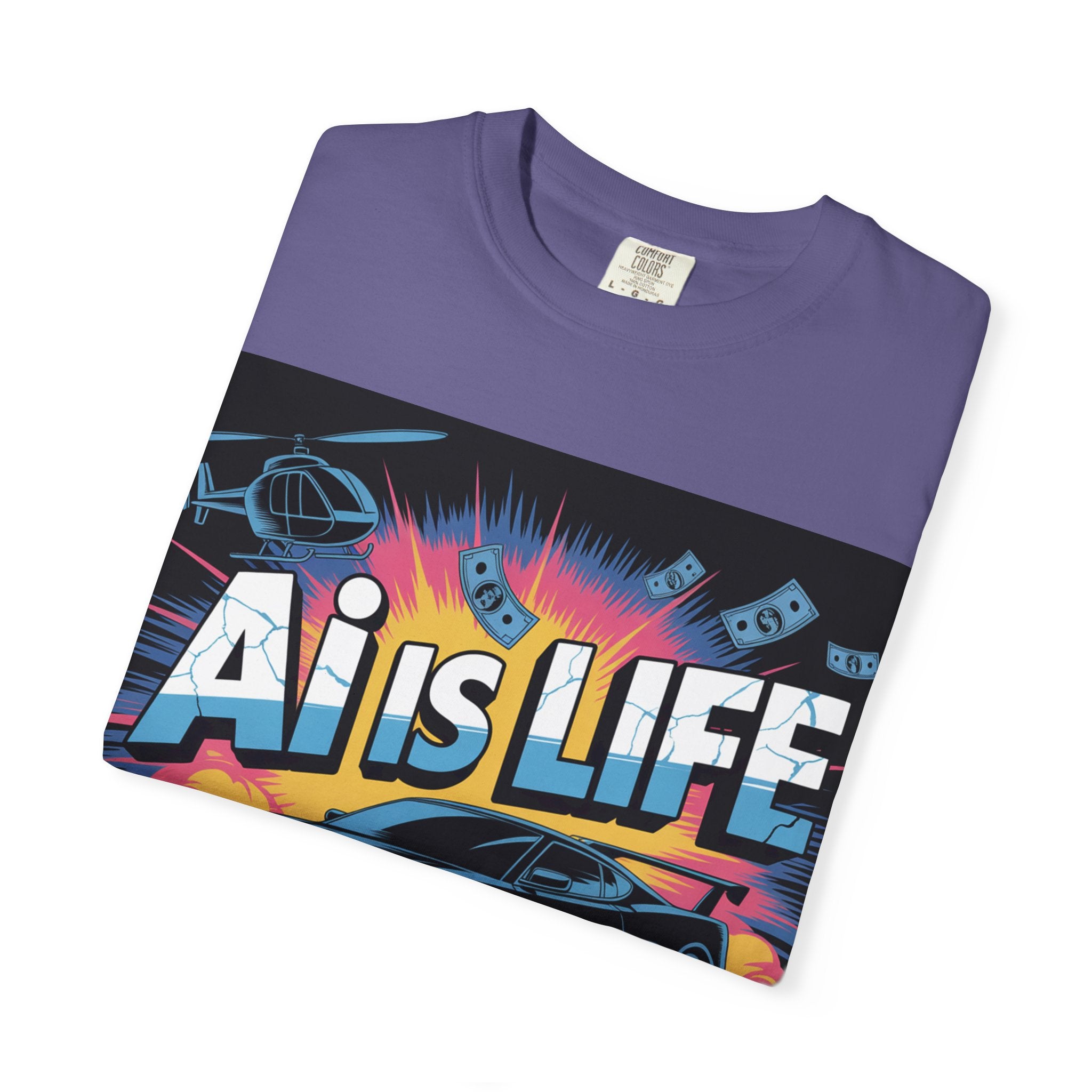 AI Is Life  "Action Mode"  Unisex Garment-Dyed T-shirt