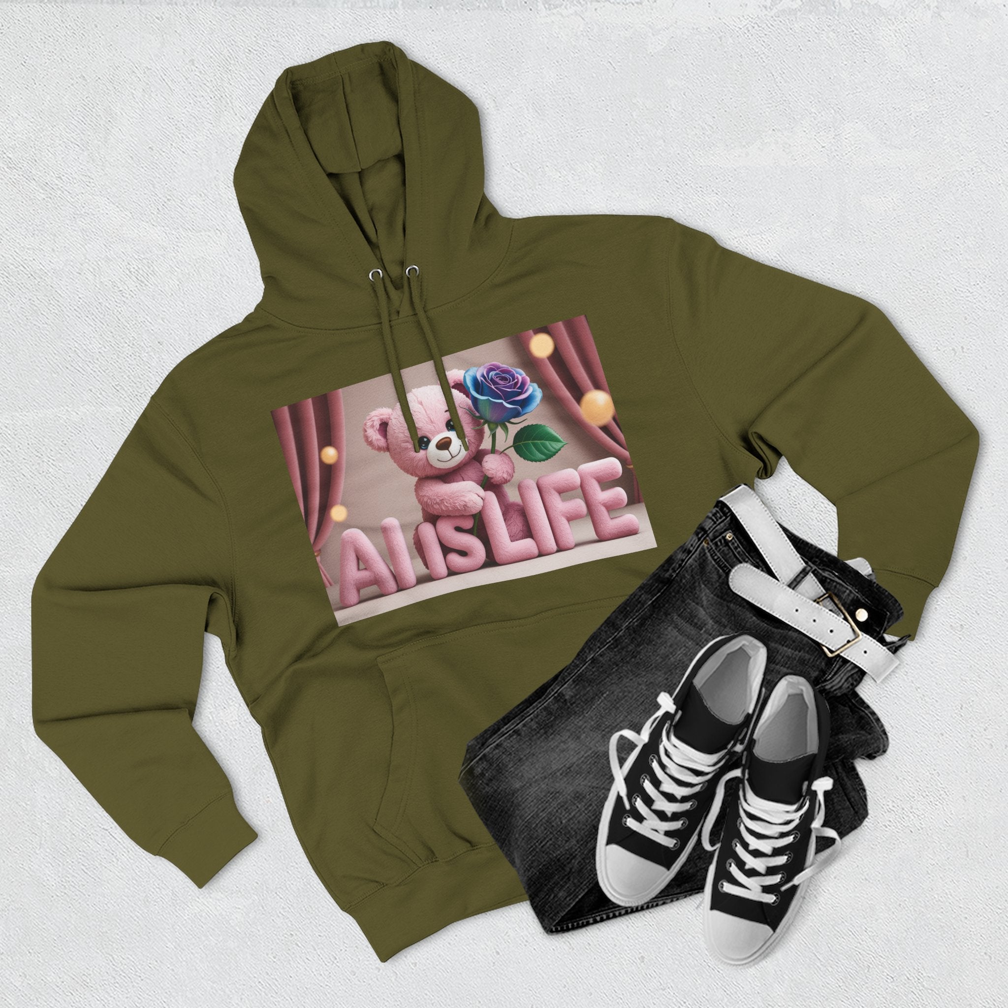 AI IS LIFE  "CUTE CIRCUIT" Three-Panel Fleece Hoodie