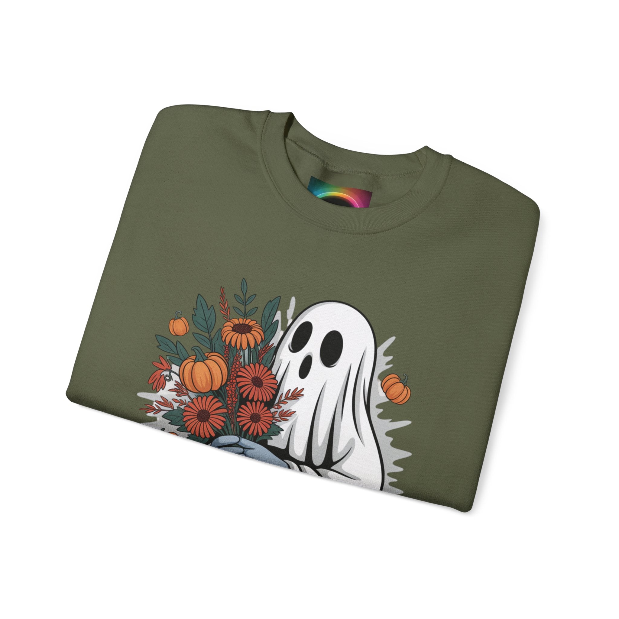 AI Weird "Glitch Garden  Ghost" Unisex Garment-Dyed Sweatshirt
