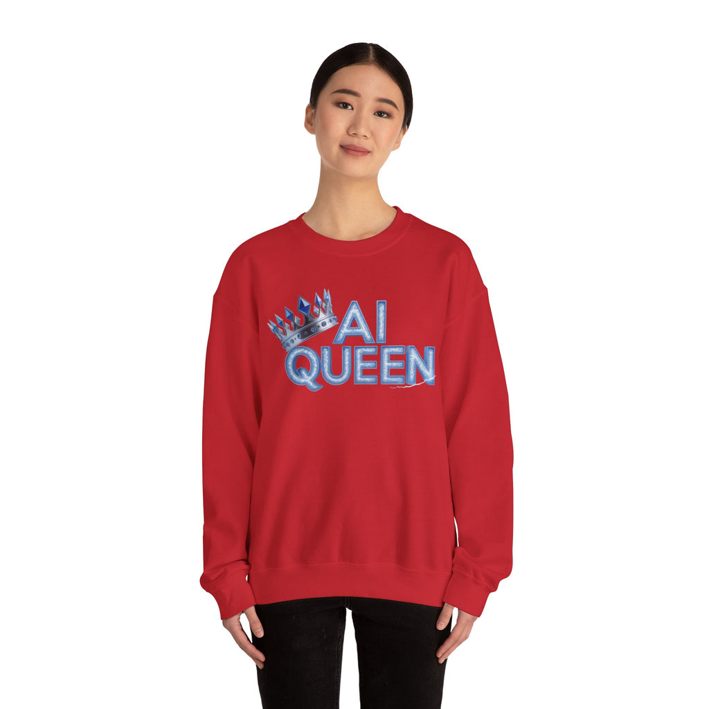 AI Queen "Frost Crown Frequency" Unisex Heavy Blend™ Crewneck Sweatshirt