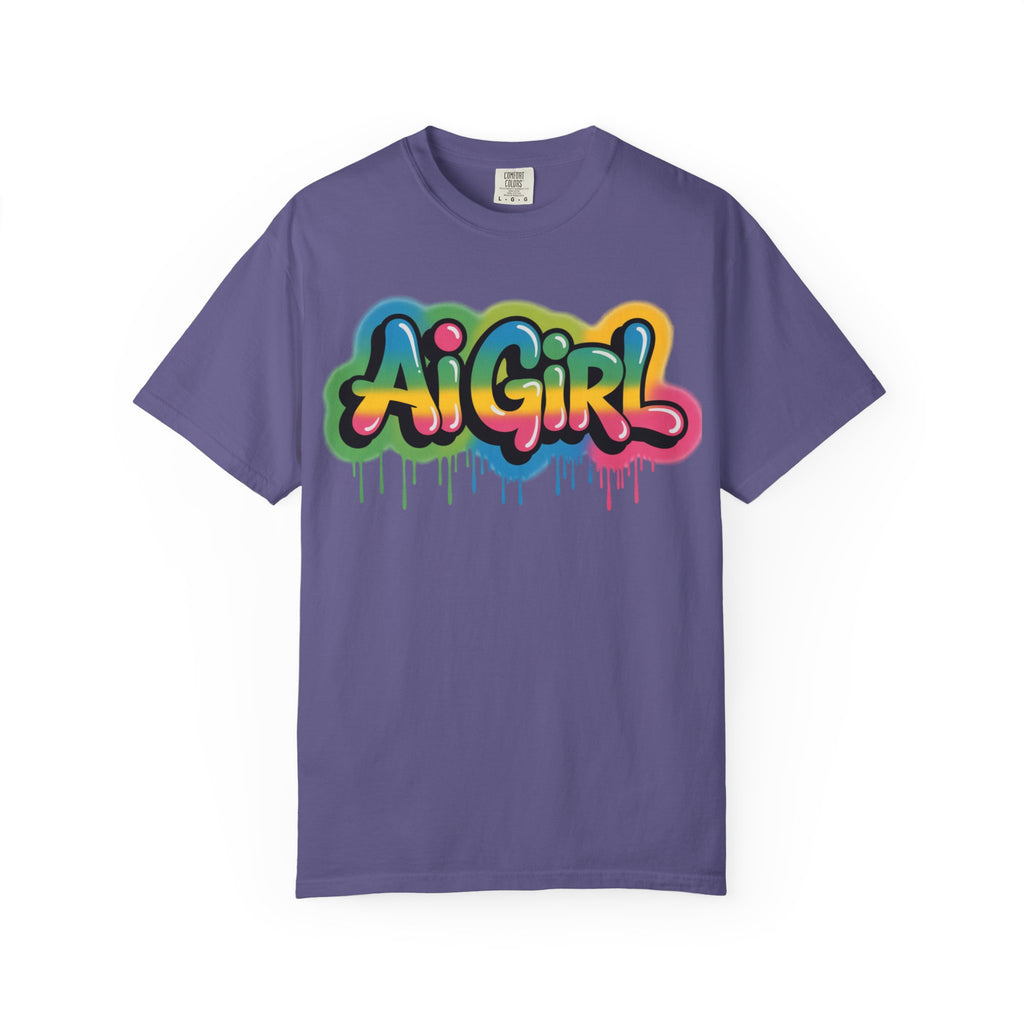 Ai Girl  "Graffiti Glow " Unisex Heavy Blend Garment-Dyed T-shirt