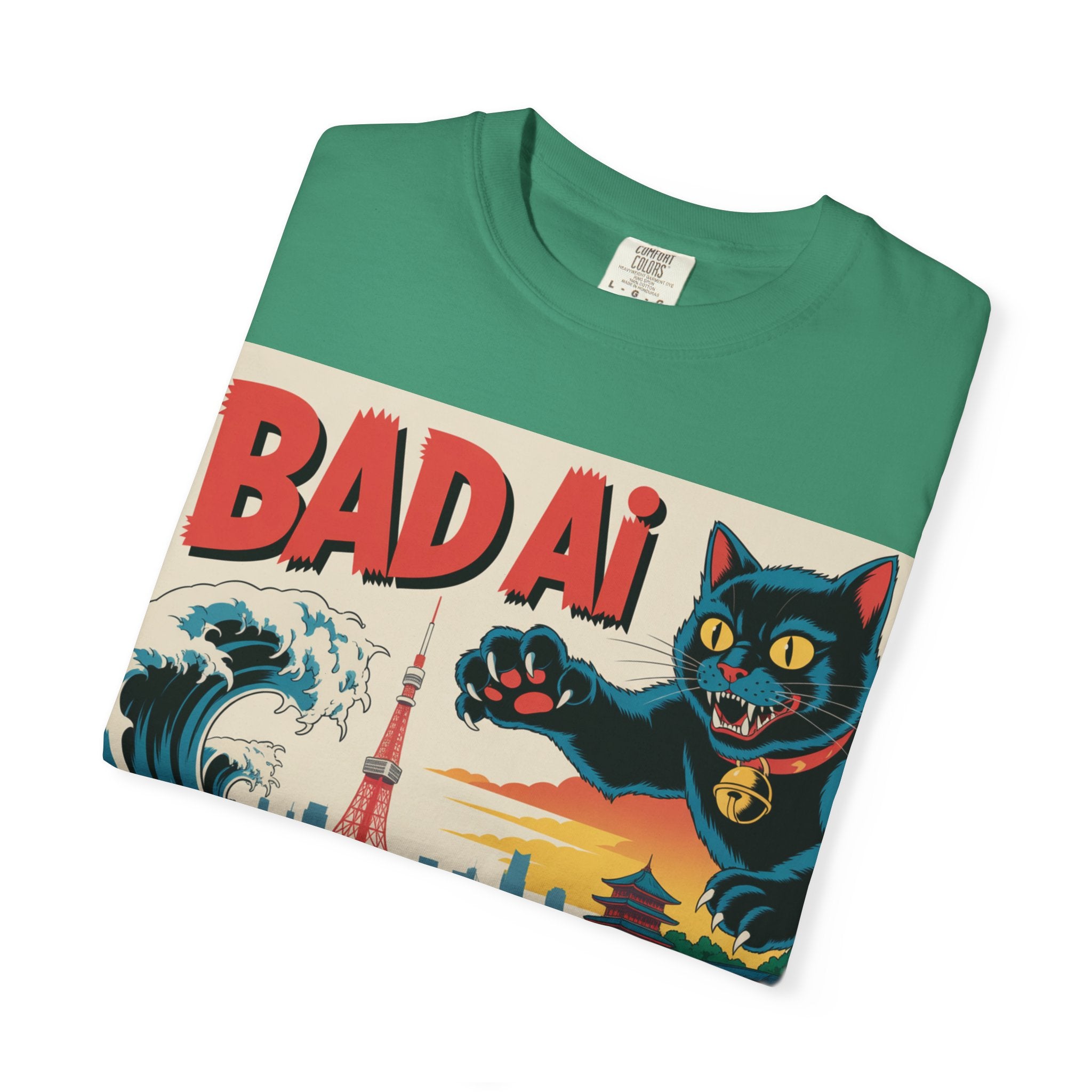 BAD AI  " Kaiju Kitty "  Unisex Garment-Dyed T-shirt