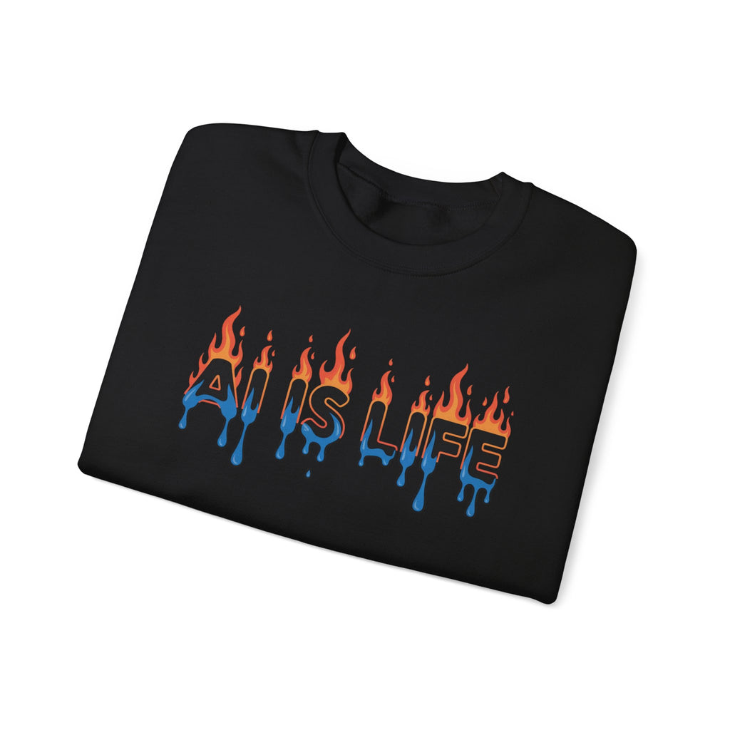 AI IS LIFE – “AI MELTDOWN” Unisex Heavy Blend™ Crewneck Sweatshirt