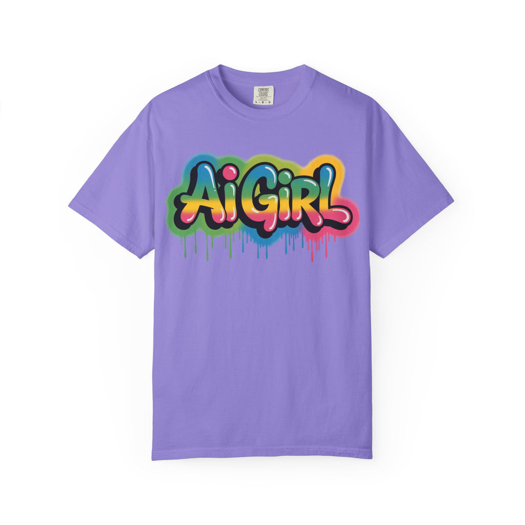 Ai Girl  "Graffiti Glow " Unisex Heavy Blend Garment-Dyed T-shirt