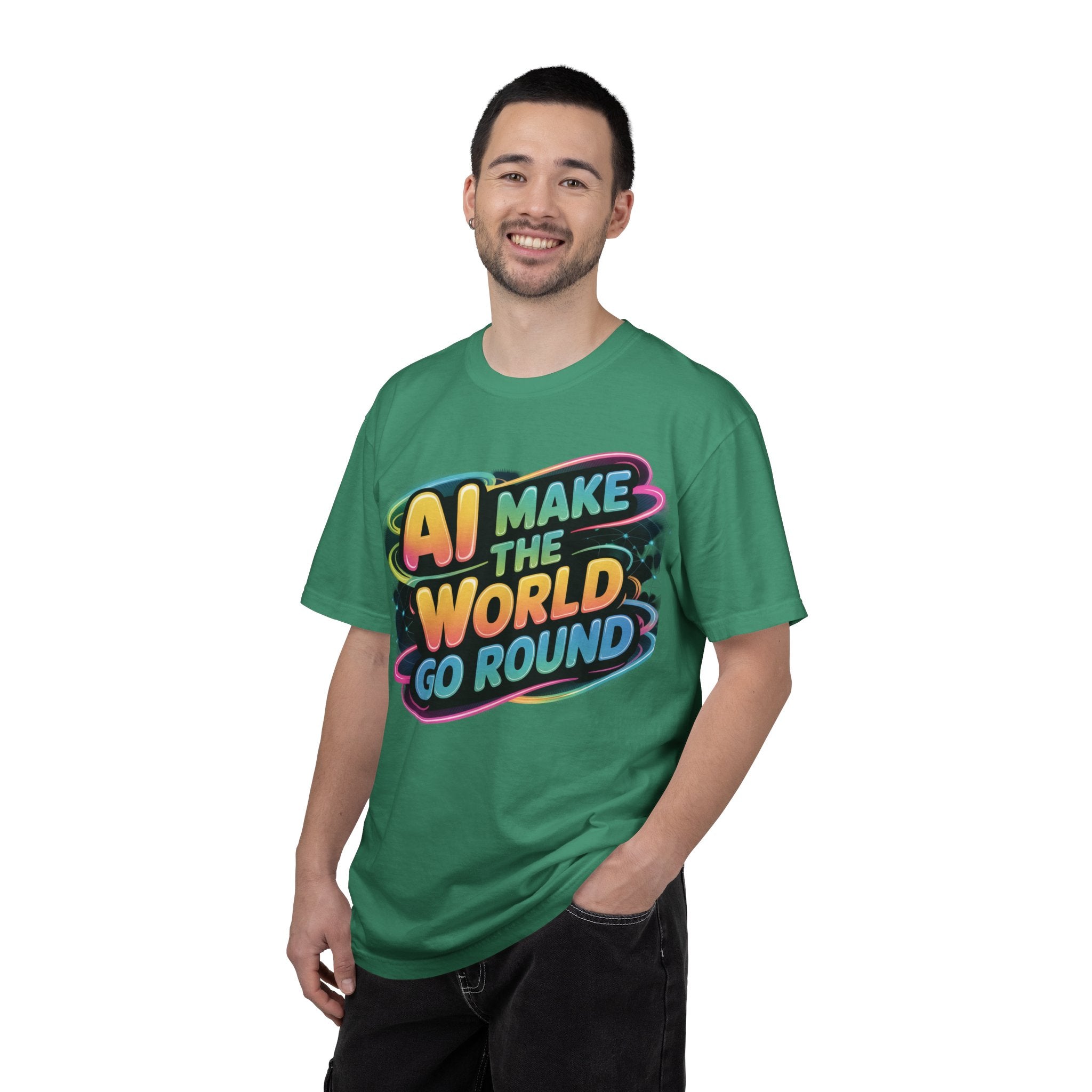 AI MAKE THE WORLD GO ROUND  "Techno Orbit" Unisex Garment-Dyed T-shirt