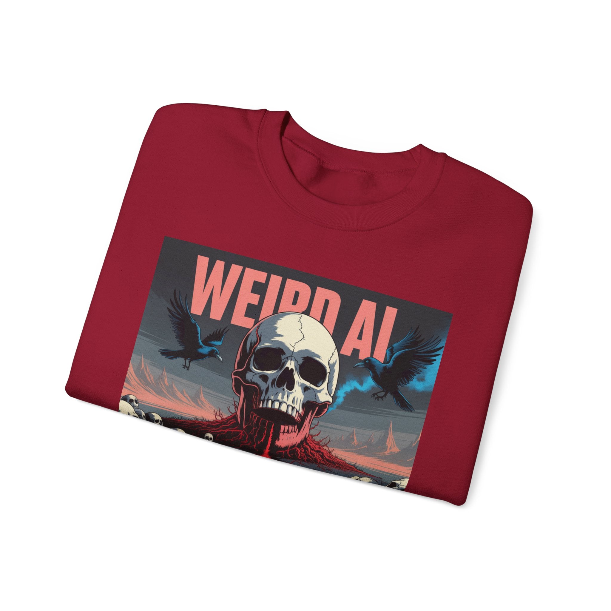 Weird AI  "Skeleton Volcano Edition” Unisex Heavy Blend™ Crewneck Sweatshirt