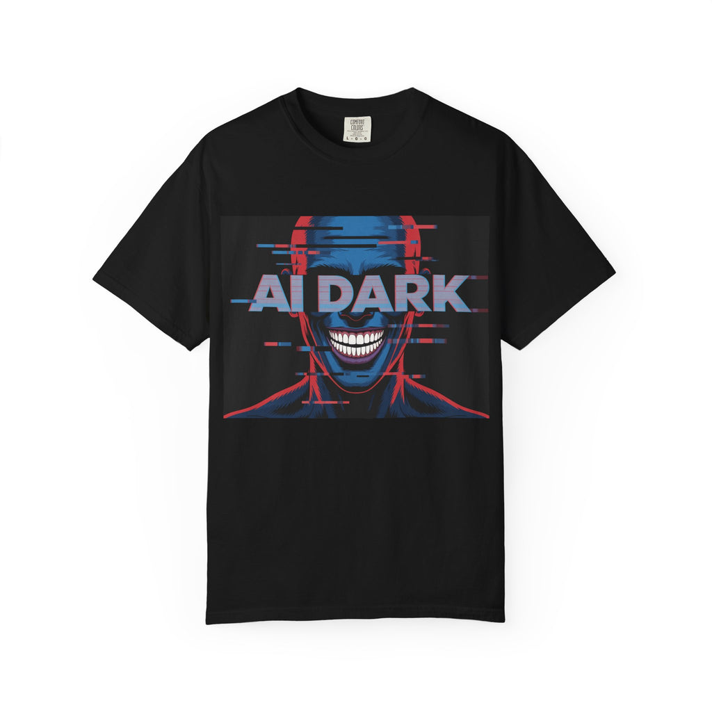 AI DARK " Deepcore Distortion — Cyberpunk Smiling Skull Tee