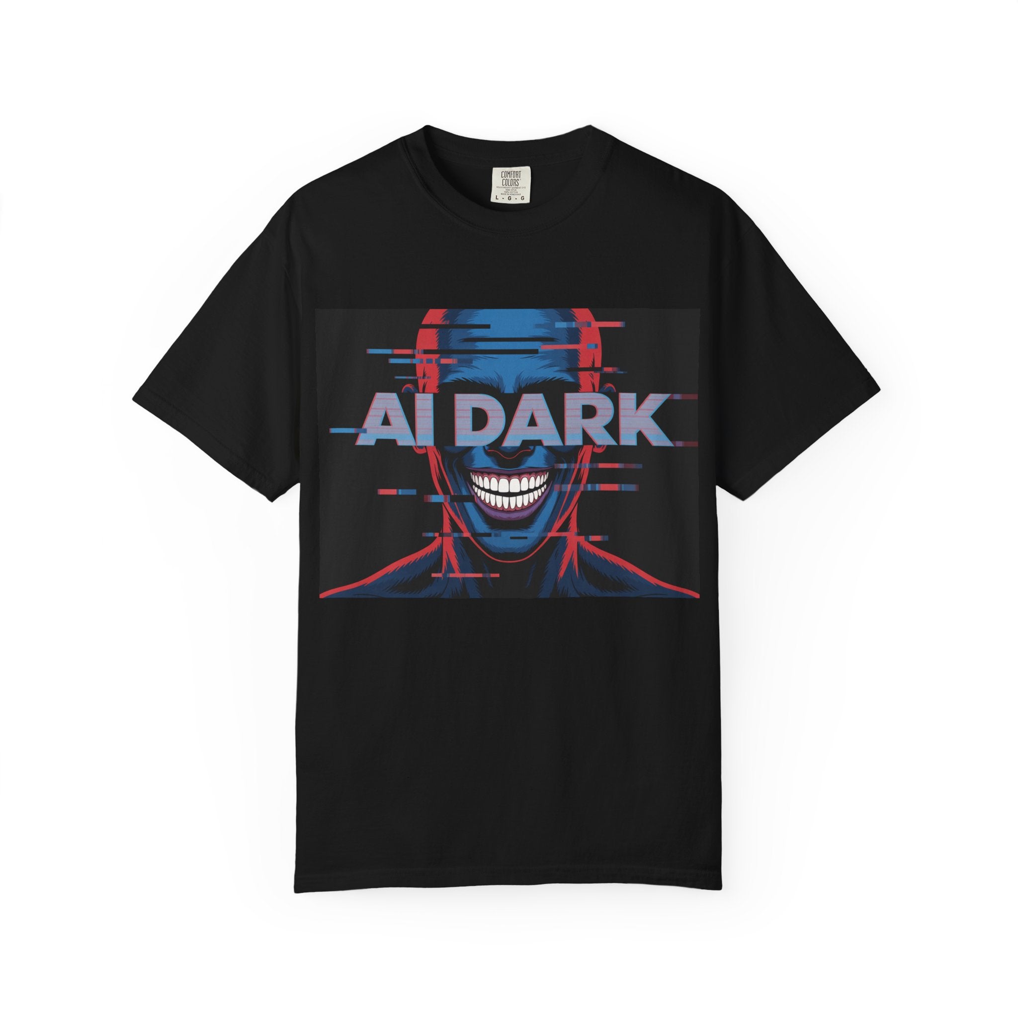 AI DARK " Deepcore Distortion — Cyberpunk Smiling Skull Tee