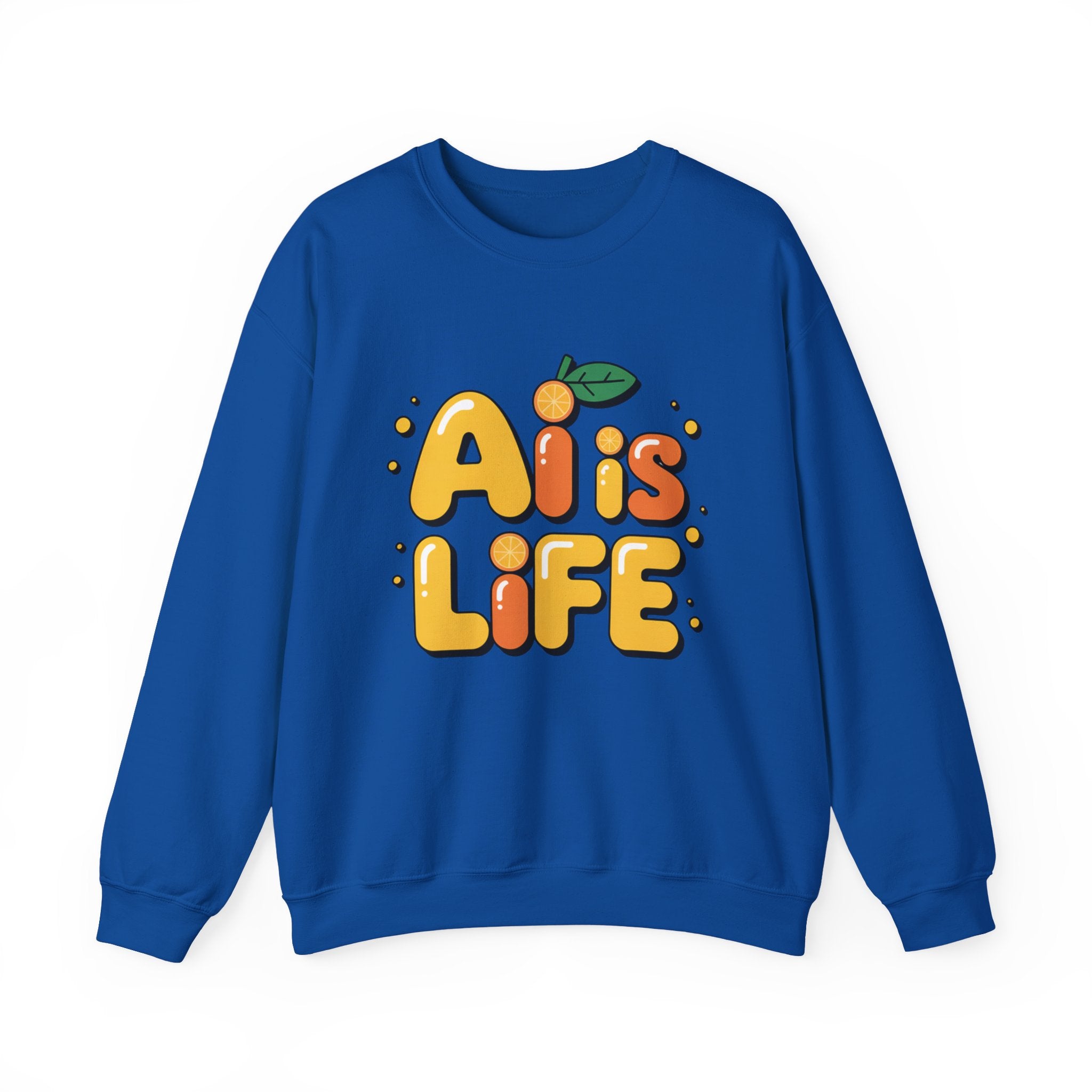 AI is LIFE  "Orange Overclock" Unisex Heavy Blend™ Crewneck Sweatshirt