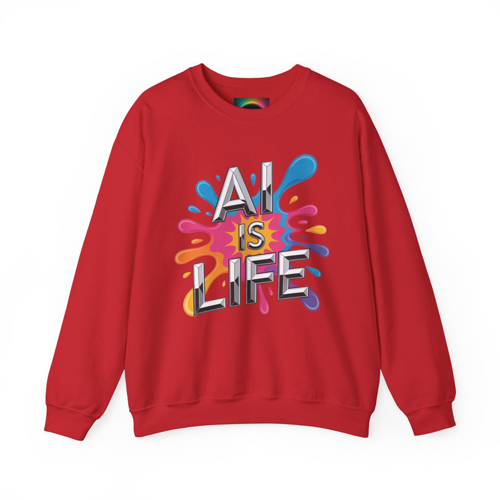 AI is Life "CHROME SPLATTER" Unisex Color Splash Graphic Crewneck Sweatshirt